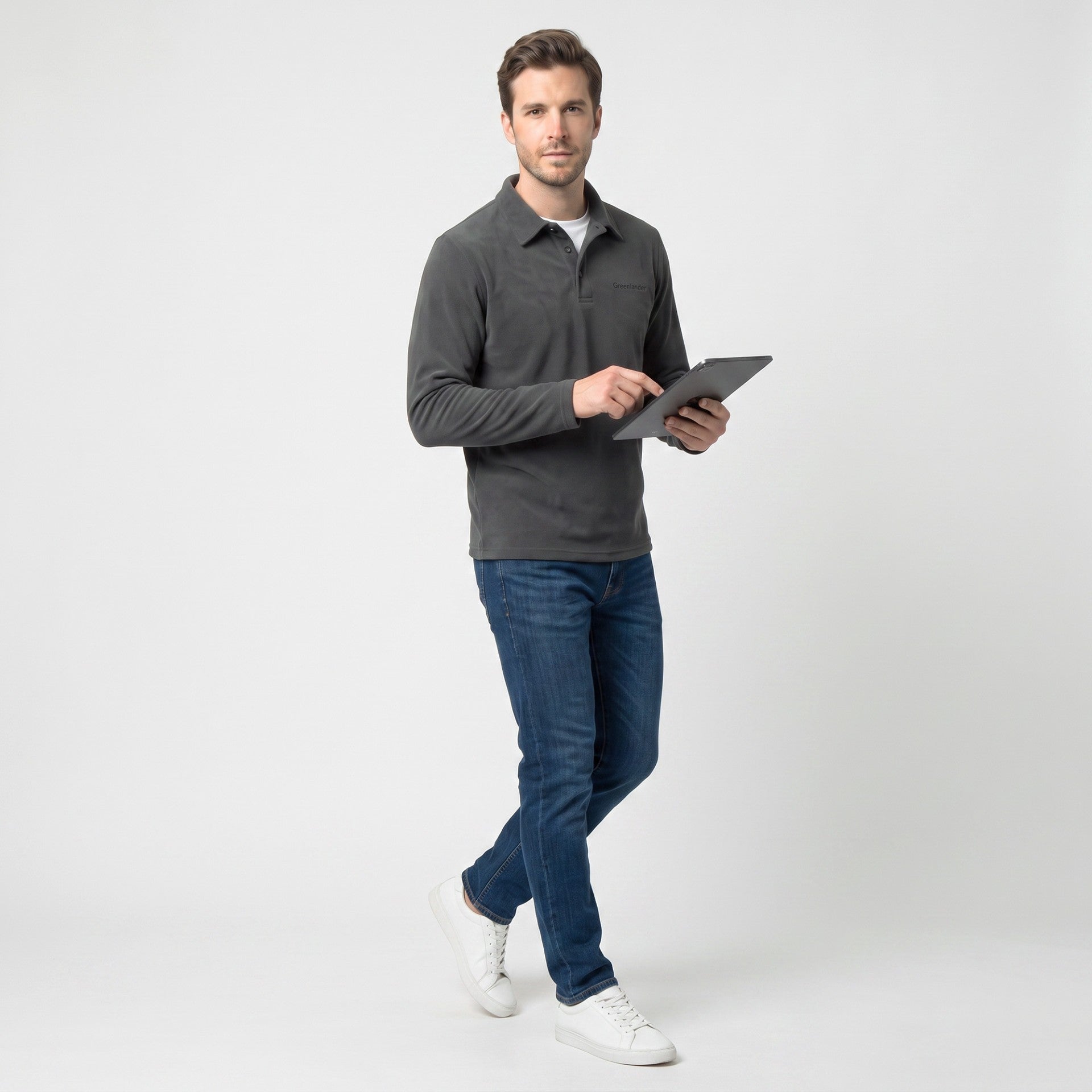 Sudadera Fleece para Hombre Manga Larga con Cuello Polo | Greenlander