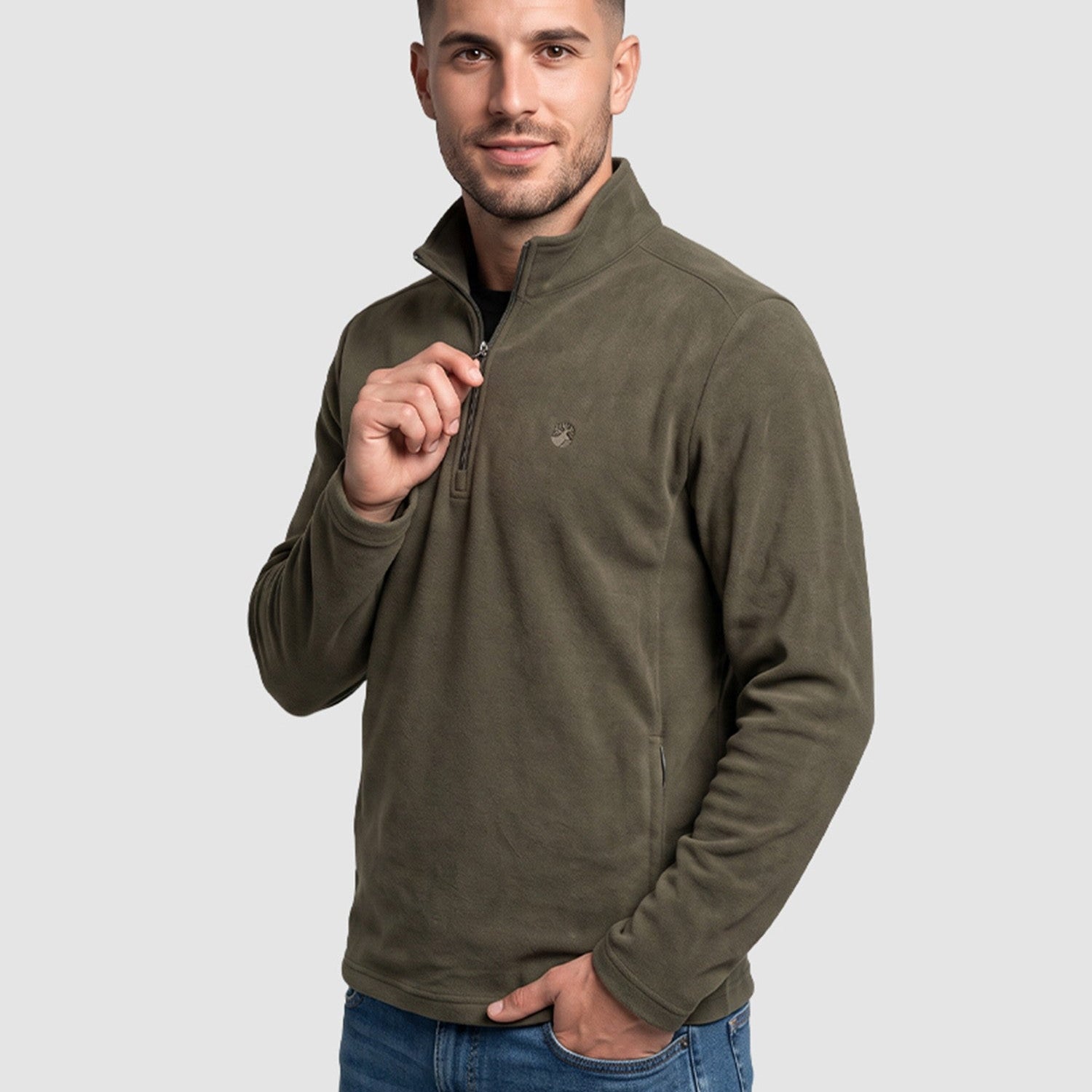 Sudadera Fleece para Hombre con Medio Cierre y Cuello Alto | Greenlander