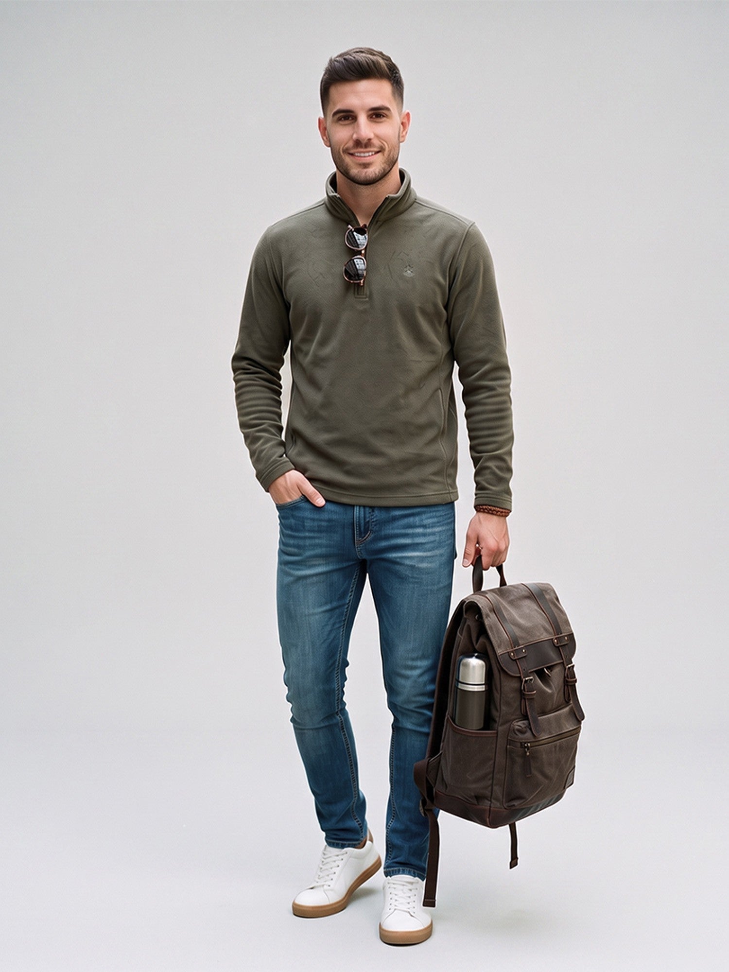 Sudadera Fleece para Hombre con Medio Cierre y Cuello Alto | Greenlander