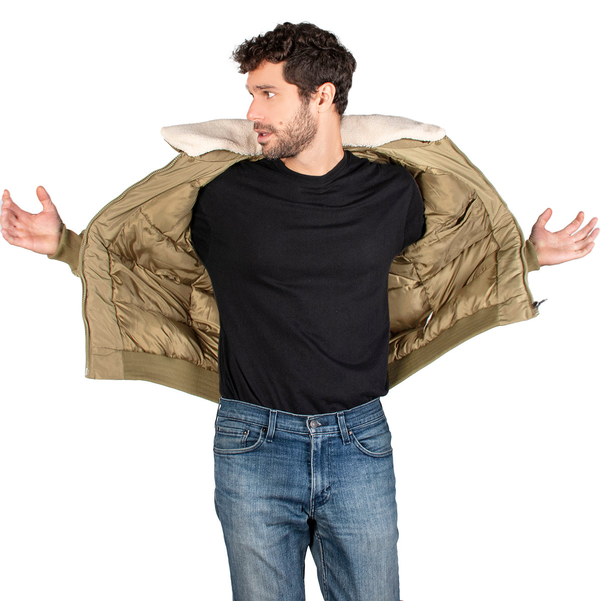 Chamarra Bomber para Hombre con Cuello Desmontable y Bolsillos | Greenlander
