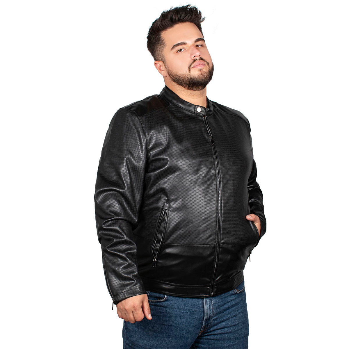 Chamarra de Vinipiel Lifestyle Hombre Plus Size
