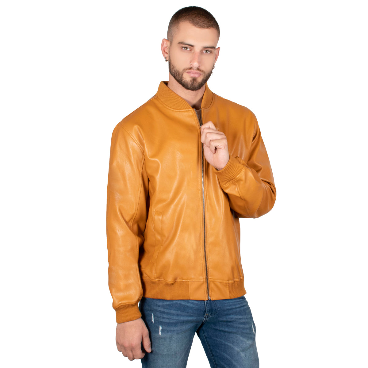 Chamarra Bomber para Hombre con Acabado Tipo Piel y Cierre Frontal | Greenlander