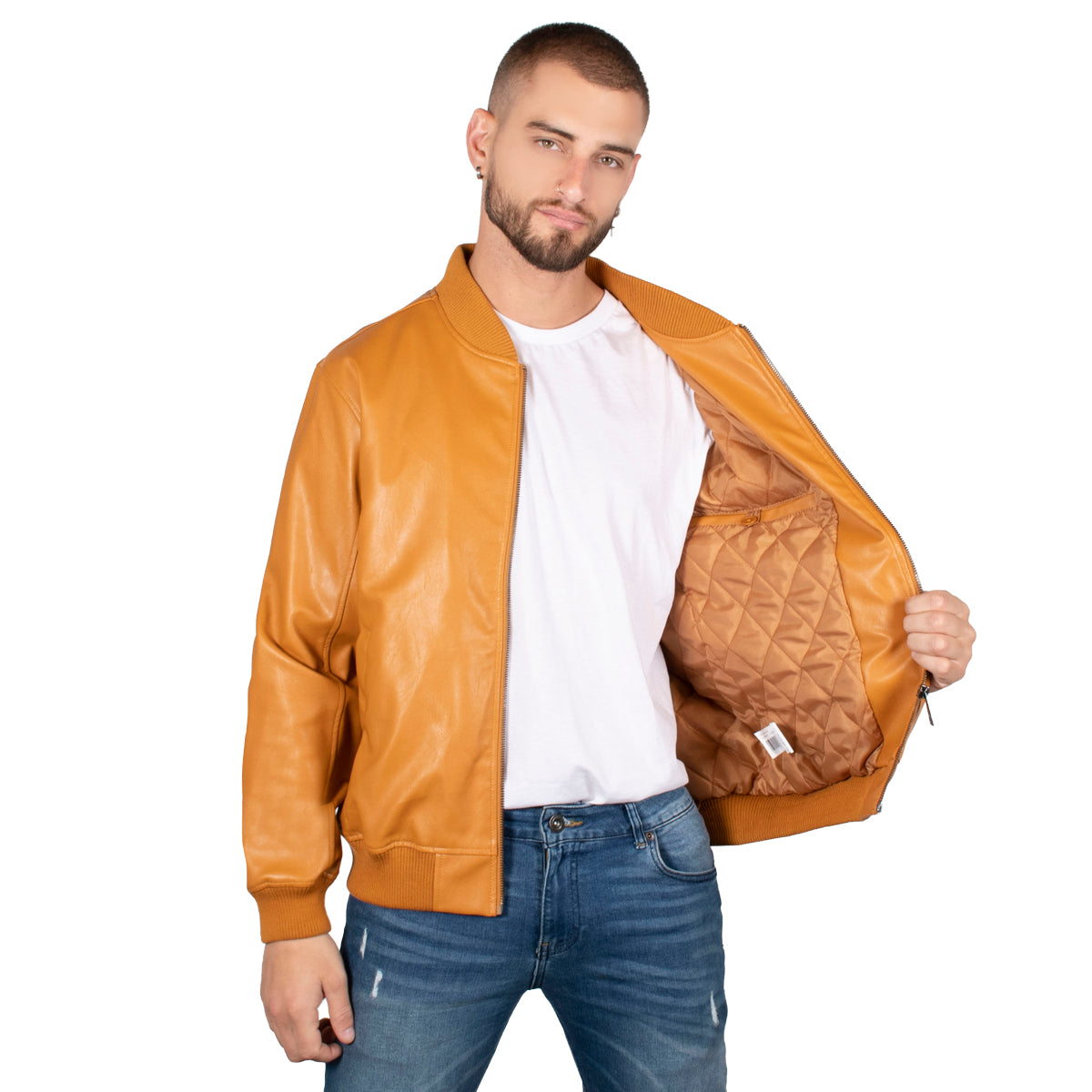 Chamarra Bomber para Hombre con Acabado Tipo Piel y Cierre Frontal | Greenlander