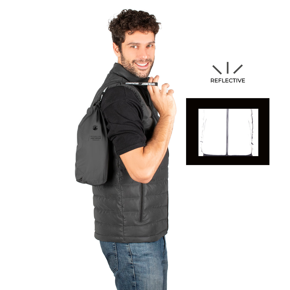 Chaleco Acolchado para Hombre con Cierre, Bolsillos y Detalles Reflectantes | Greenlander