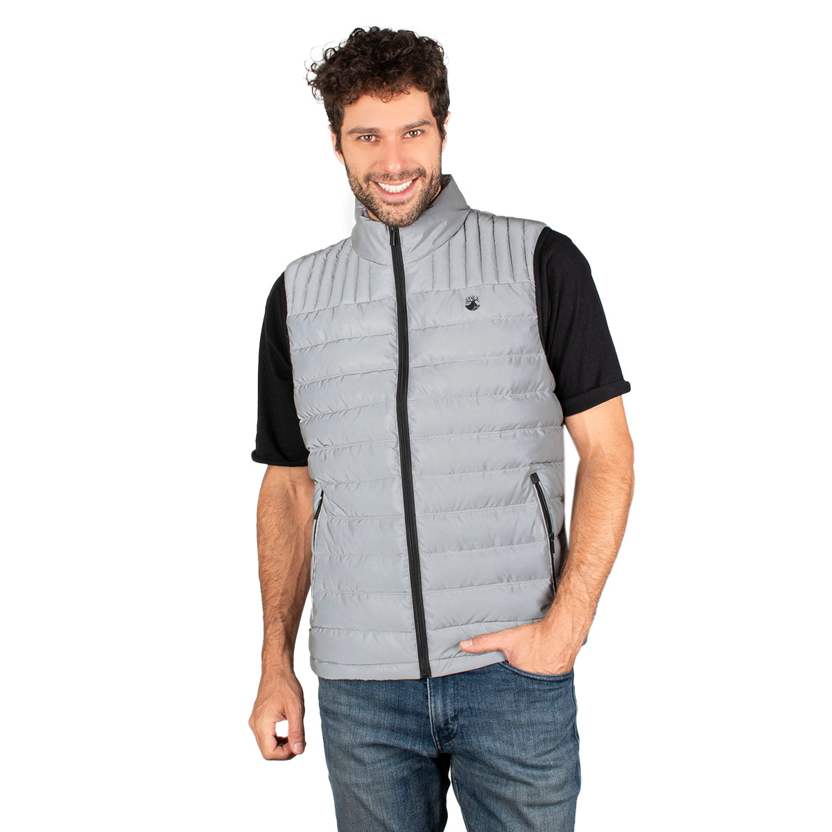 Chaleco Acolchado para Hombre con Cierre, Bolsillos y Detalles Reflectantes | Greenlander
