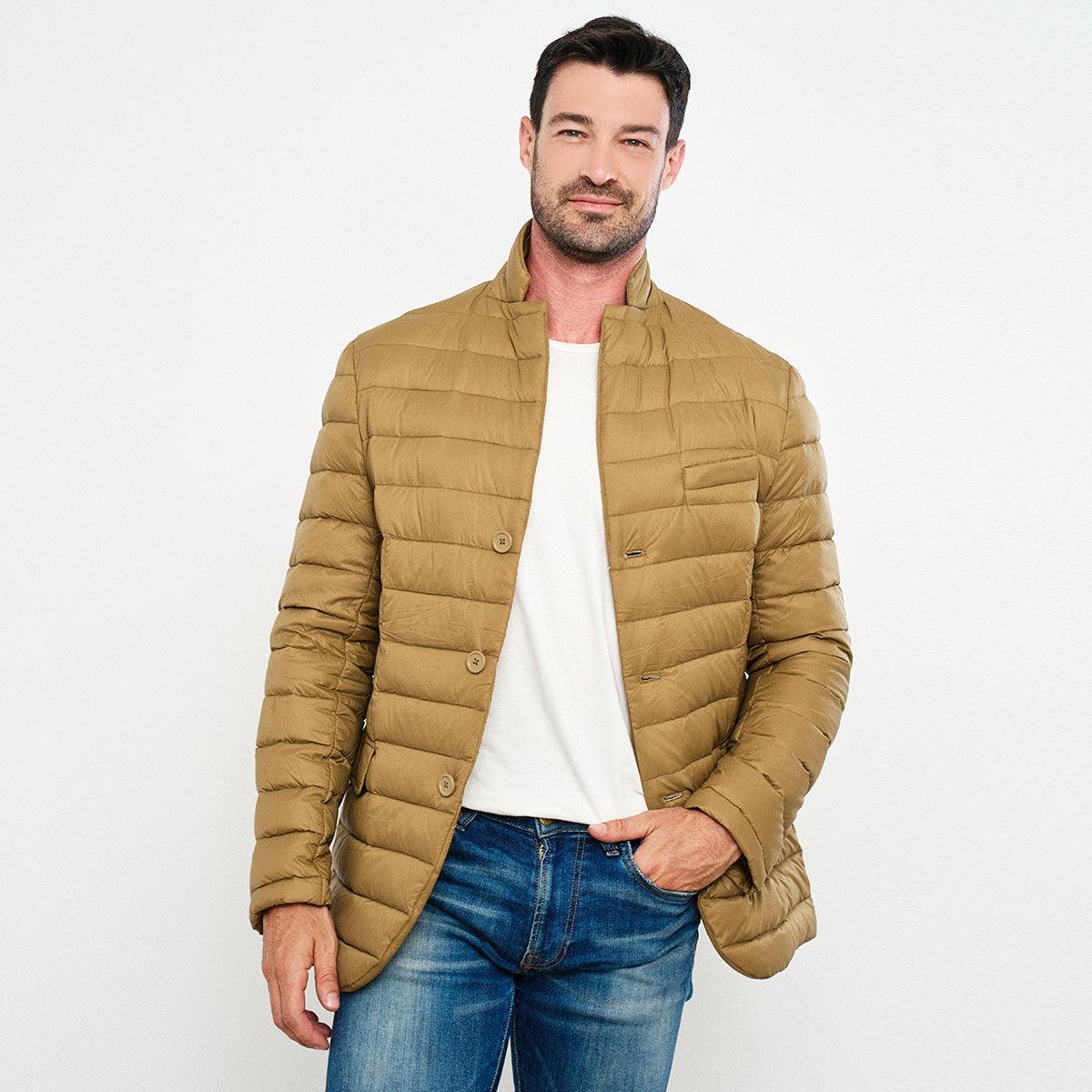 Chamarra Para Hombre Capitonada De Pluma Ligera Tallas Extras