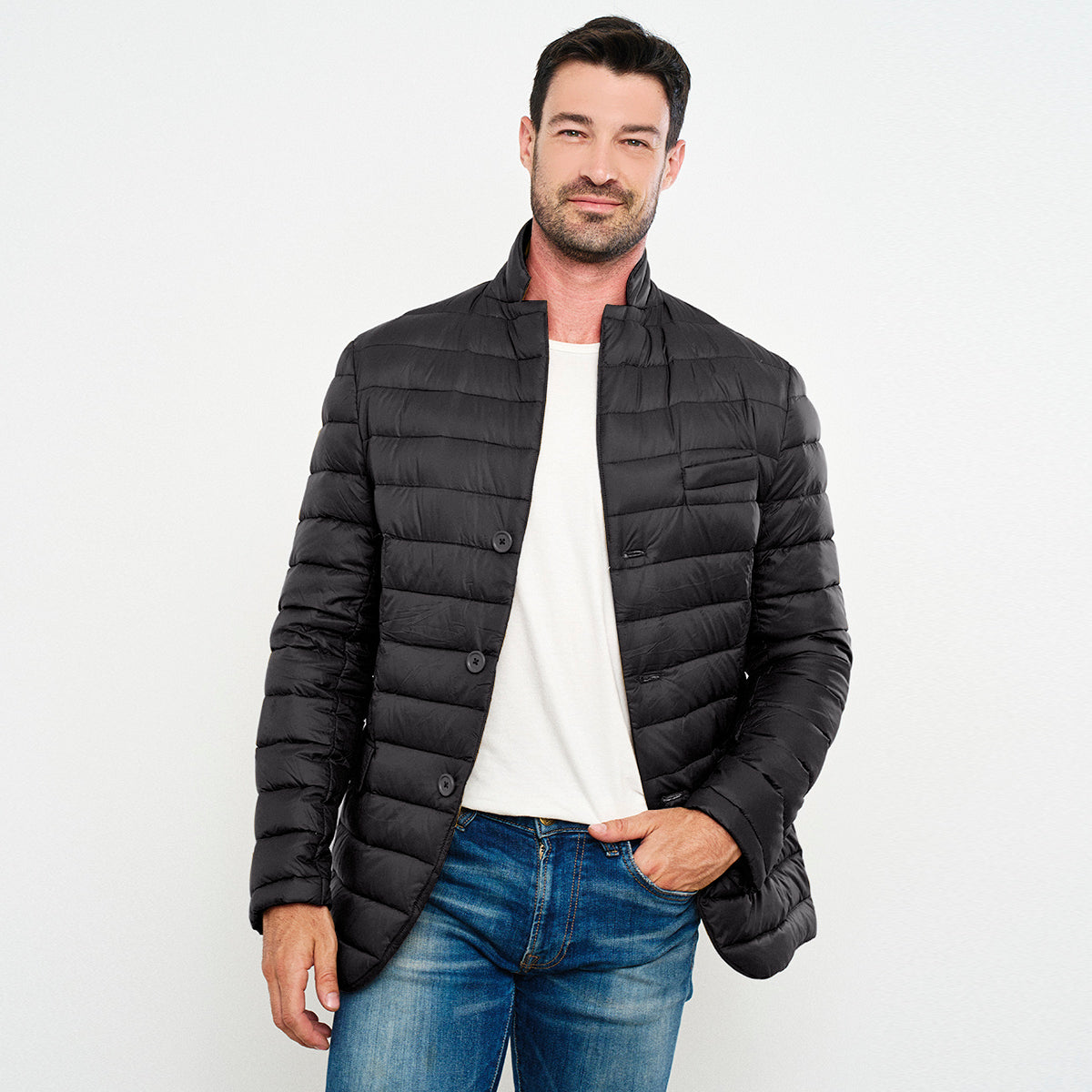 Chamarra Para Hombre Capitonada De Pluma Ligera Tallas Extras