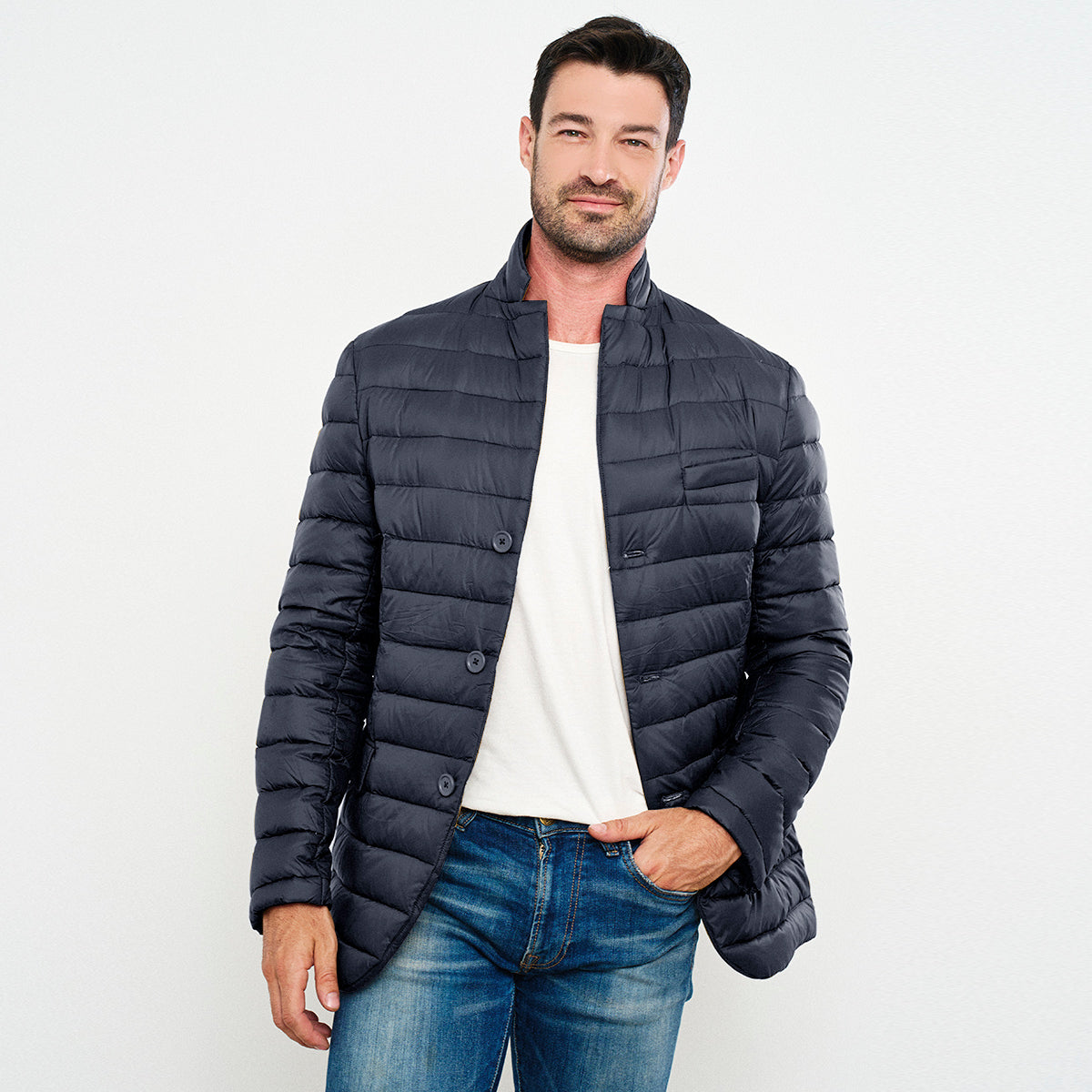 Chamarra Para Hombre Capitonada De Pluma Ligera Tallas Extras