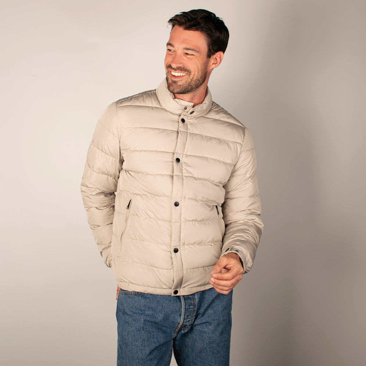 Chamarra Para hombre Capitonada Cuello Mao