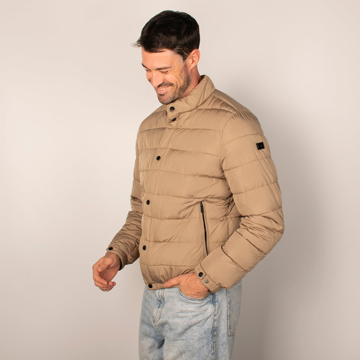 Chamarra Para hombre Capitonada Cuello Mao