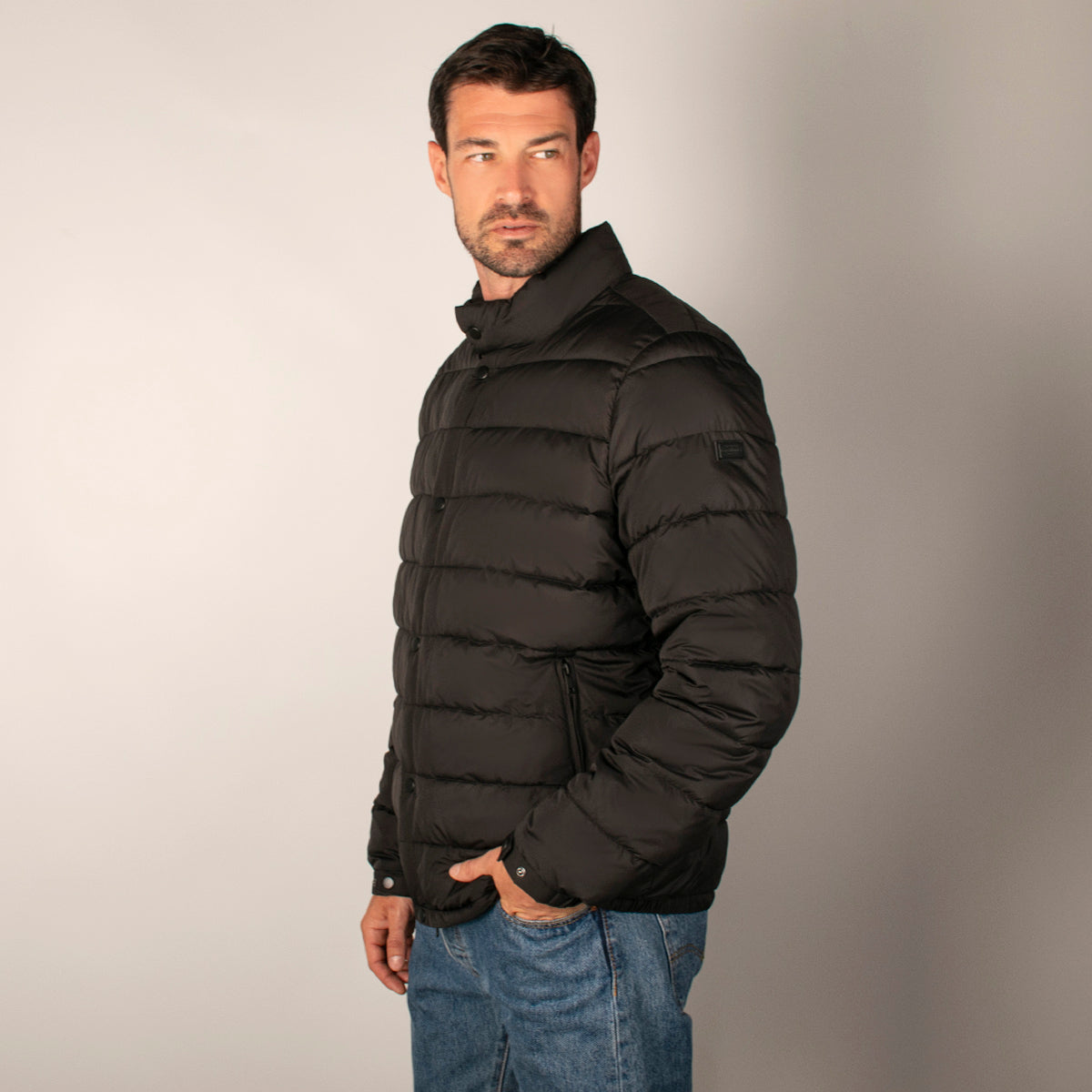 Chamarra Para hombre Capitonada Cuello Mao