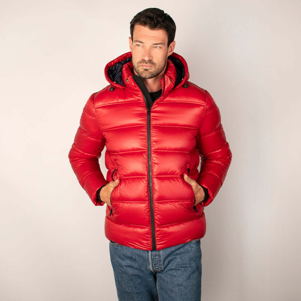 Chamarra Para Hombre Capitonada Con Gorro Desmontable