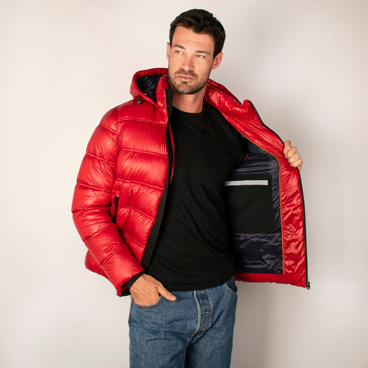 Chamarra Para Hombre Capitonada Con Gorro Desmontable