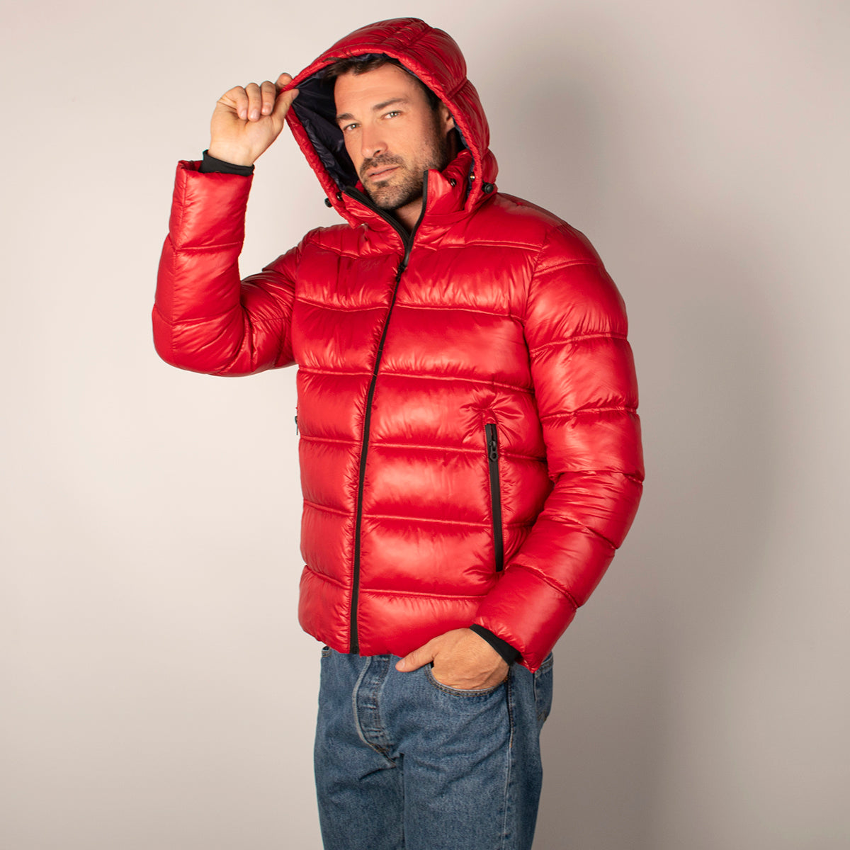 Chamarra Para Hombre Capitonada Con Gorro Desmontable