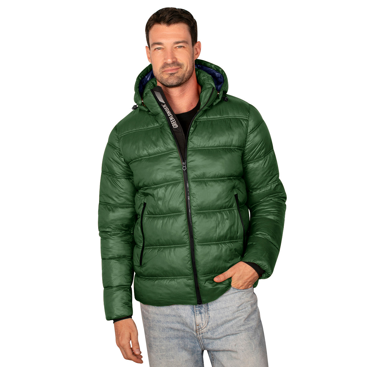 Chamarra Para Hombre Capitonada Con Gorro Desmontable