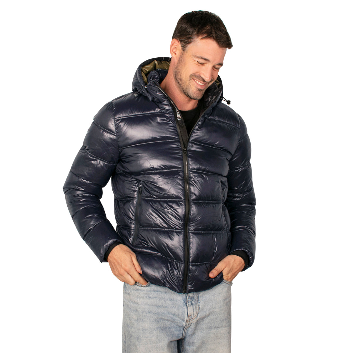 Chamarra Para Hombre Capitonada Con Gorro Desmontable