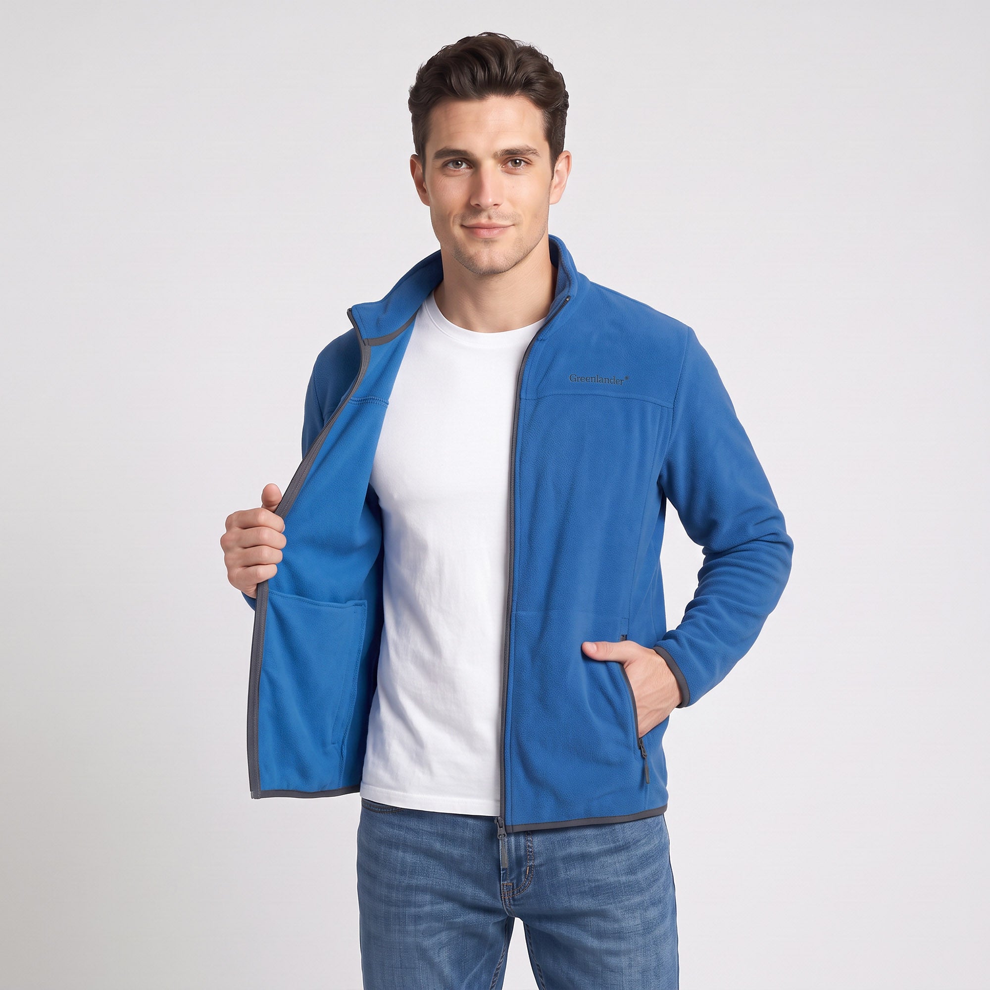 Sudadera Fleece para Hombre con Cierre Completo, Cuello Alto y Bolsillos | Greenlander