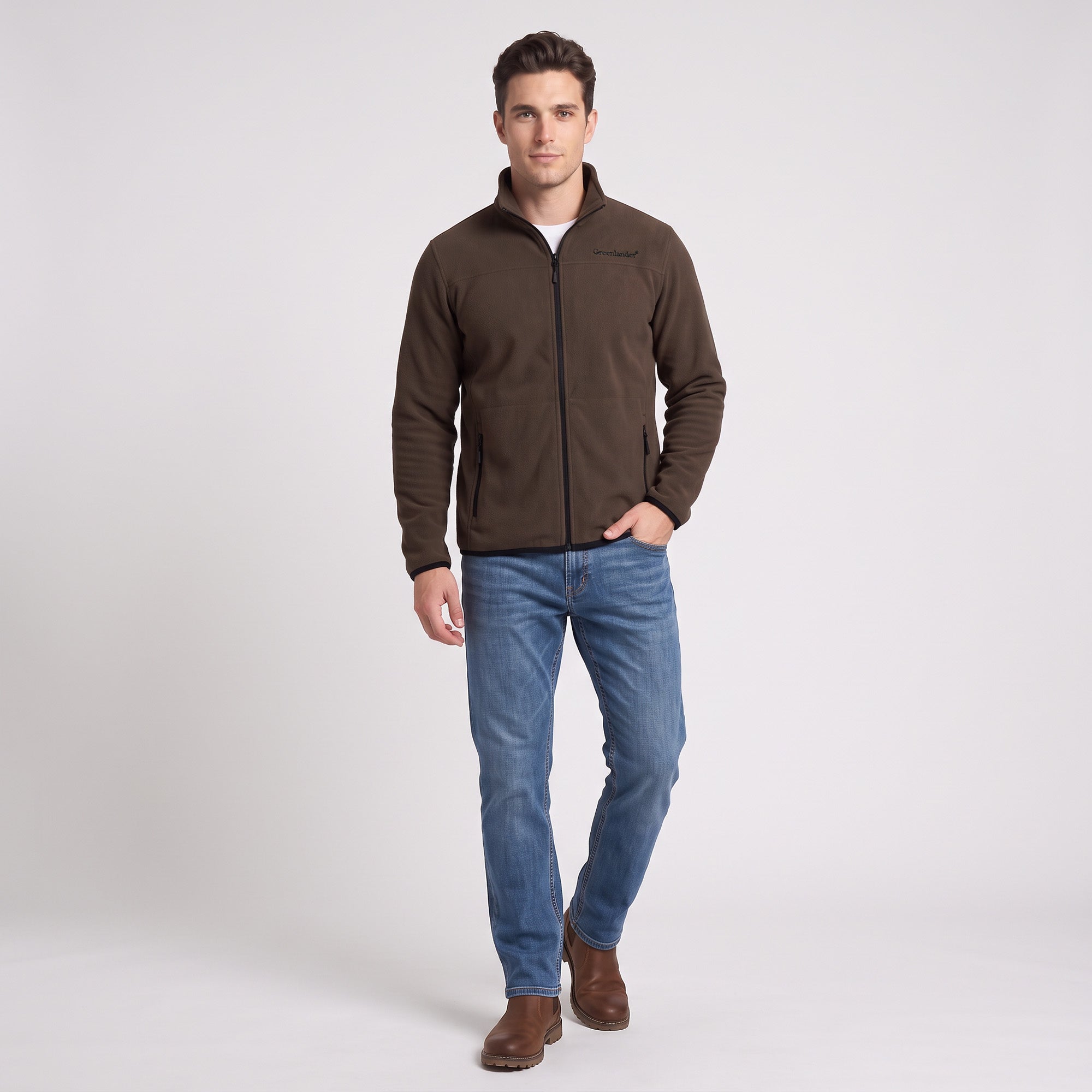 Sudadera Fleece para Hombre con Cierre Completo, Cuello Alto y Bolsillos | Greenlander