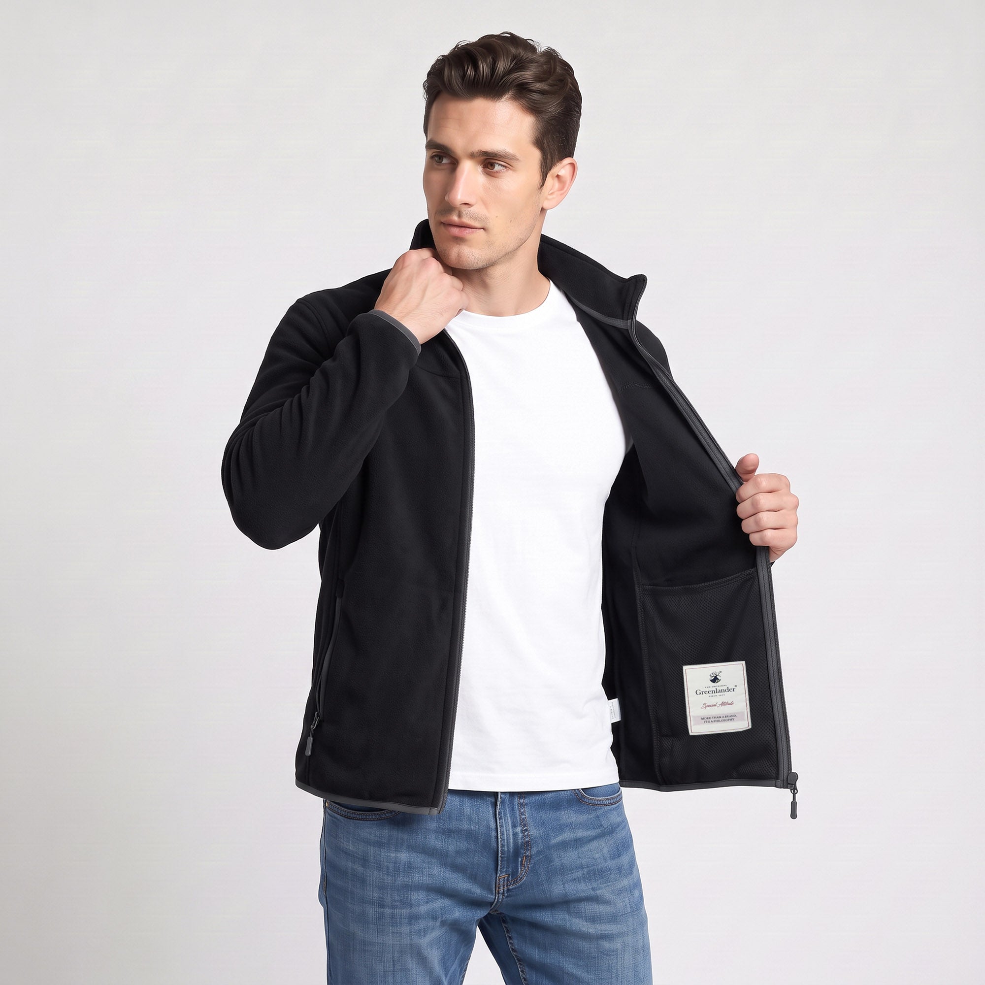 Sudadera Fleece para Hombre con Cierre Completo, Cuello Alto y Bolsillos | Greenlander