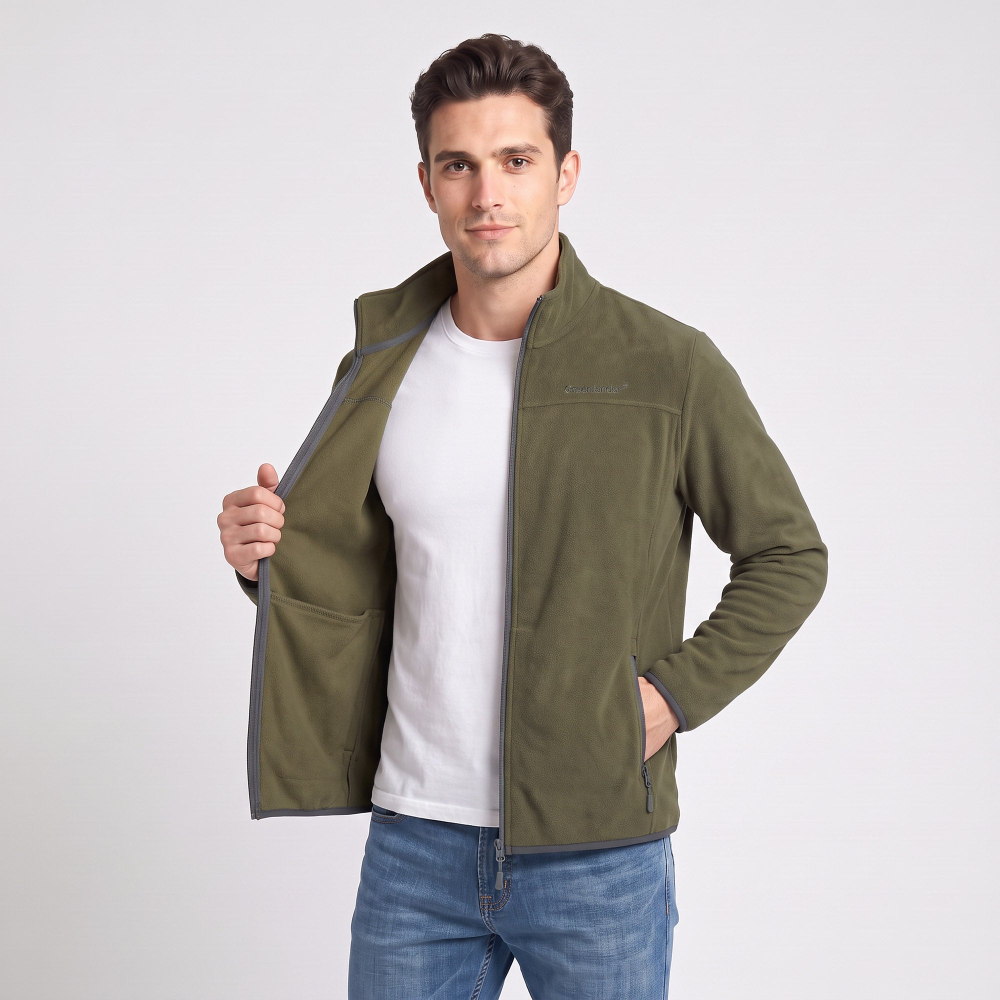 Sudadera Fleece para Hombre con Cierre Completo, Cuello Alto y Bolsillos | Greenlander