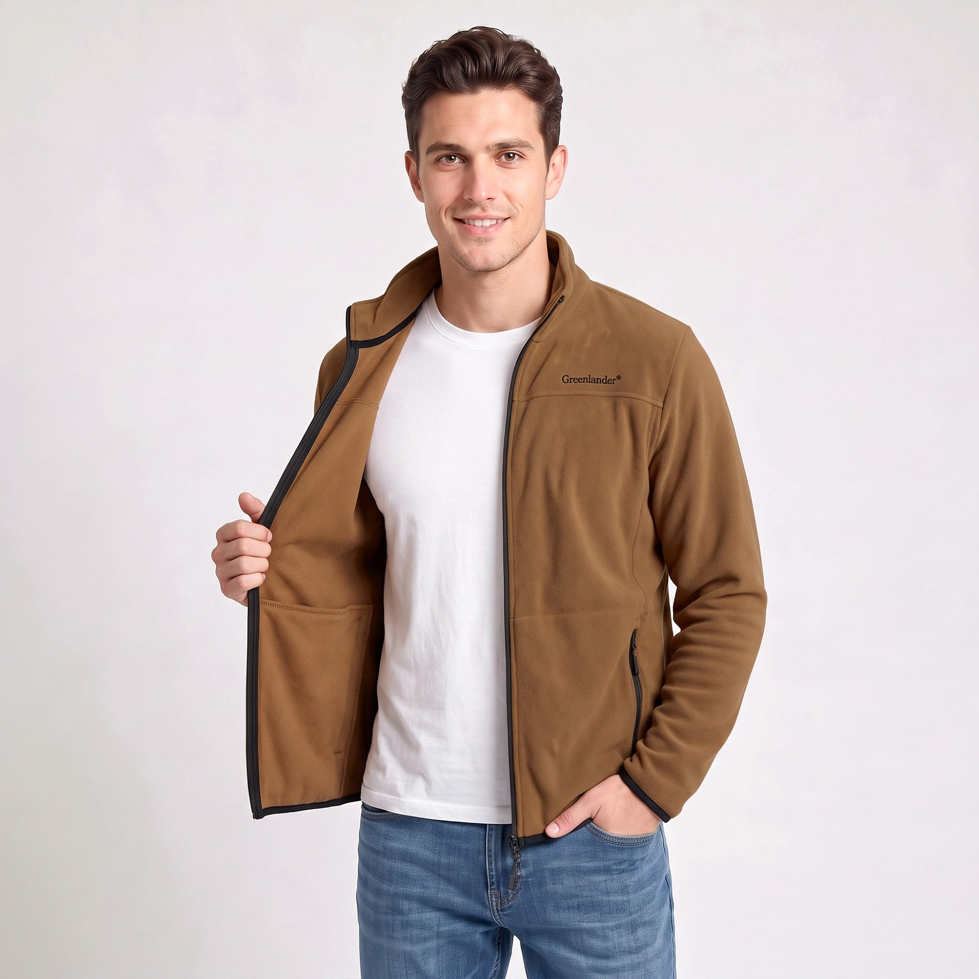 Sudadera Fleece para Hombre con Cierre Completo, Cuello Alto y Bolsillos | Greenlander