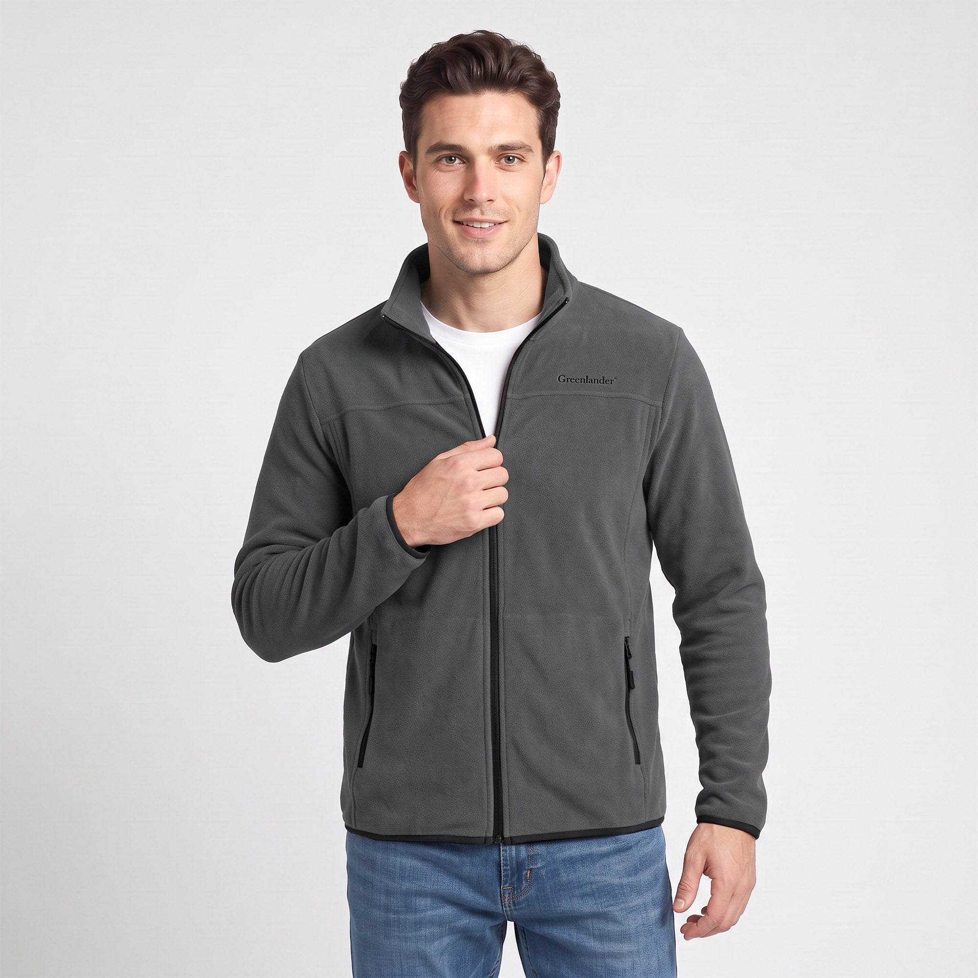 Sudadera Fleece para Hombre con Cierre Completo, Cuello Alto y Bolsillos | Greenlander