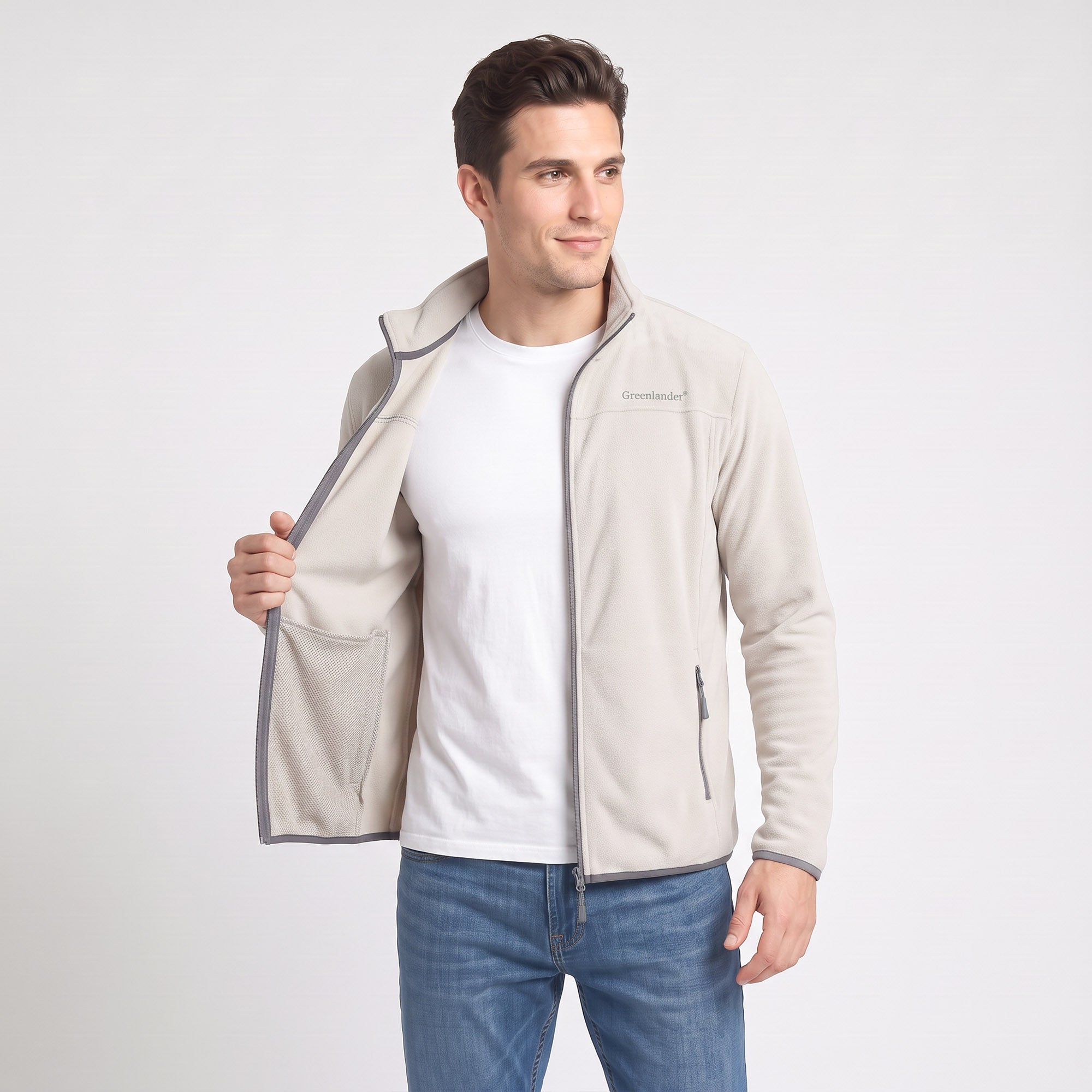 Sudadera Fleece para Hombre con Cierre Completo, Cuello Alto y Bolsillos | Greenlander
