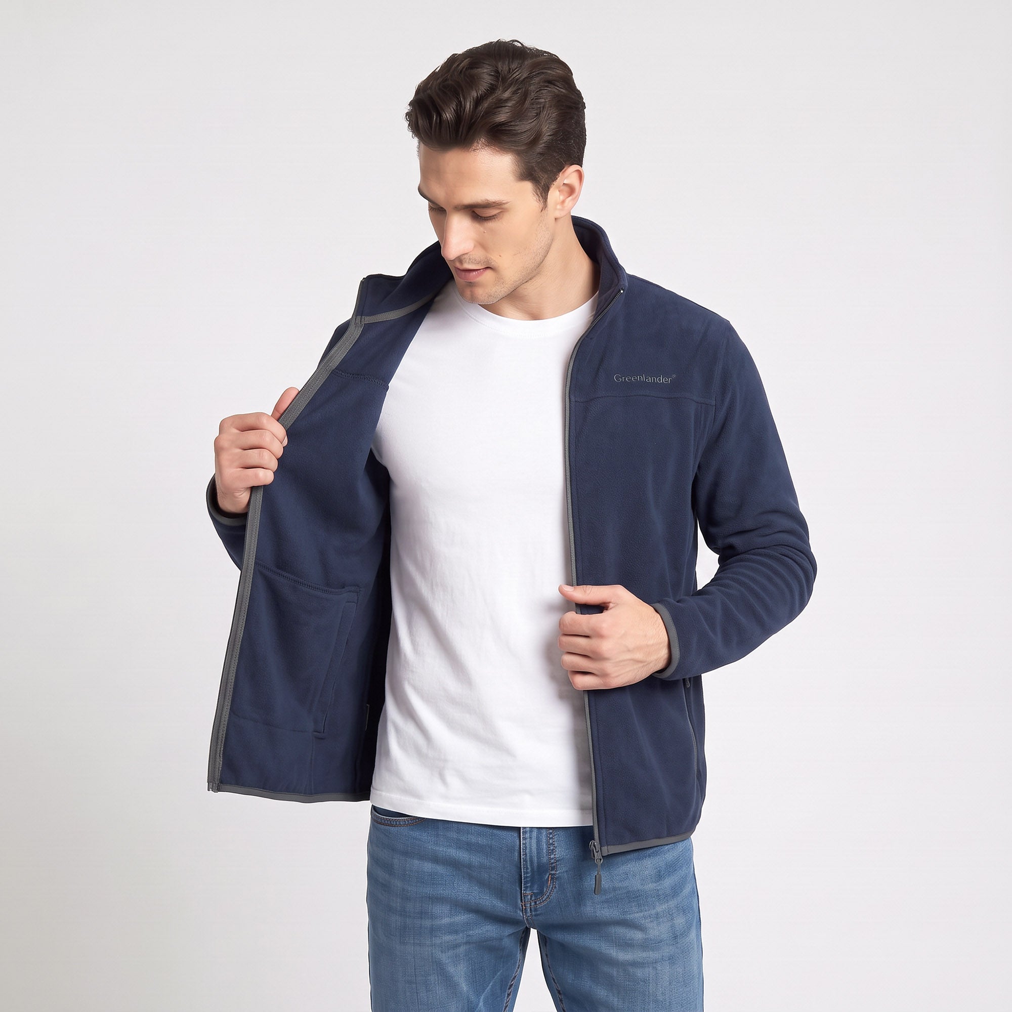 Sudadera Fleece para Hombre con Cierre Completo, Cuello Alto y Bolsillos | Greenlander
