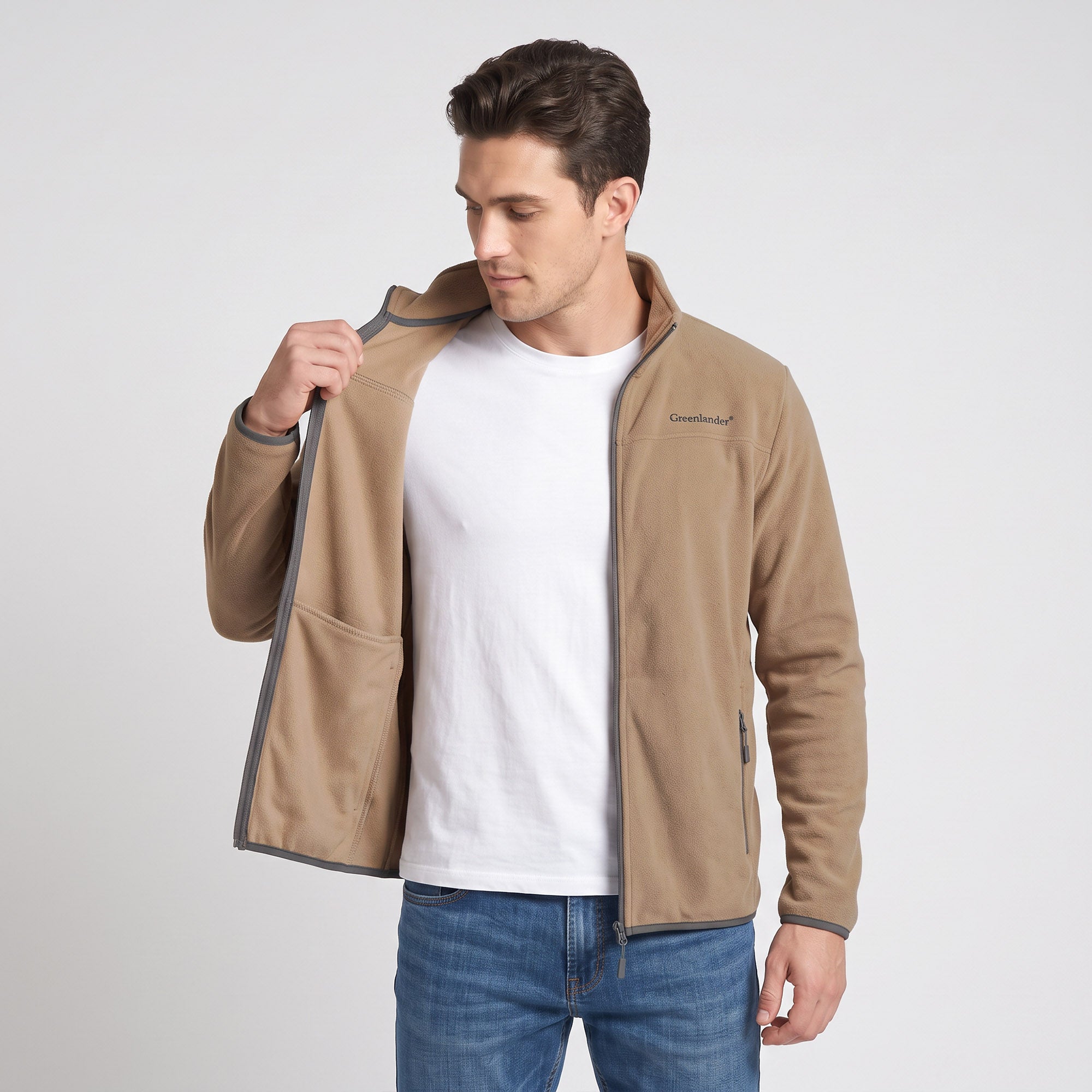 Sudadera Fleece para Hombre con Cierre Completo, Cuello Alto y Bolsillos | Greenlander