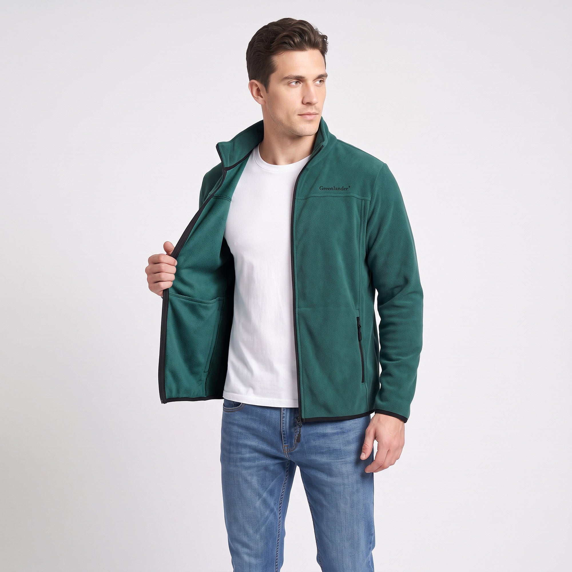Sudadera Fleece para Hombre con Cierre Completo, Cuello Alto y Bolsillos | Greenlander
