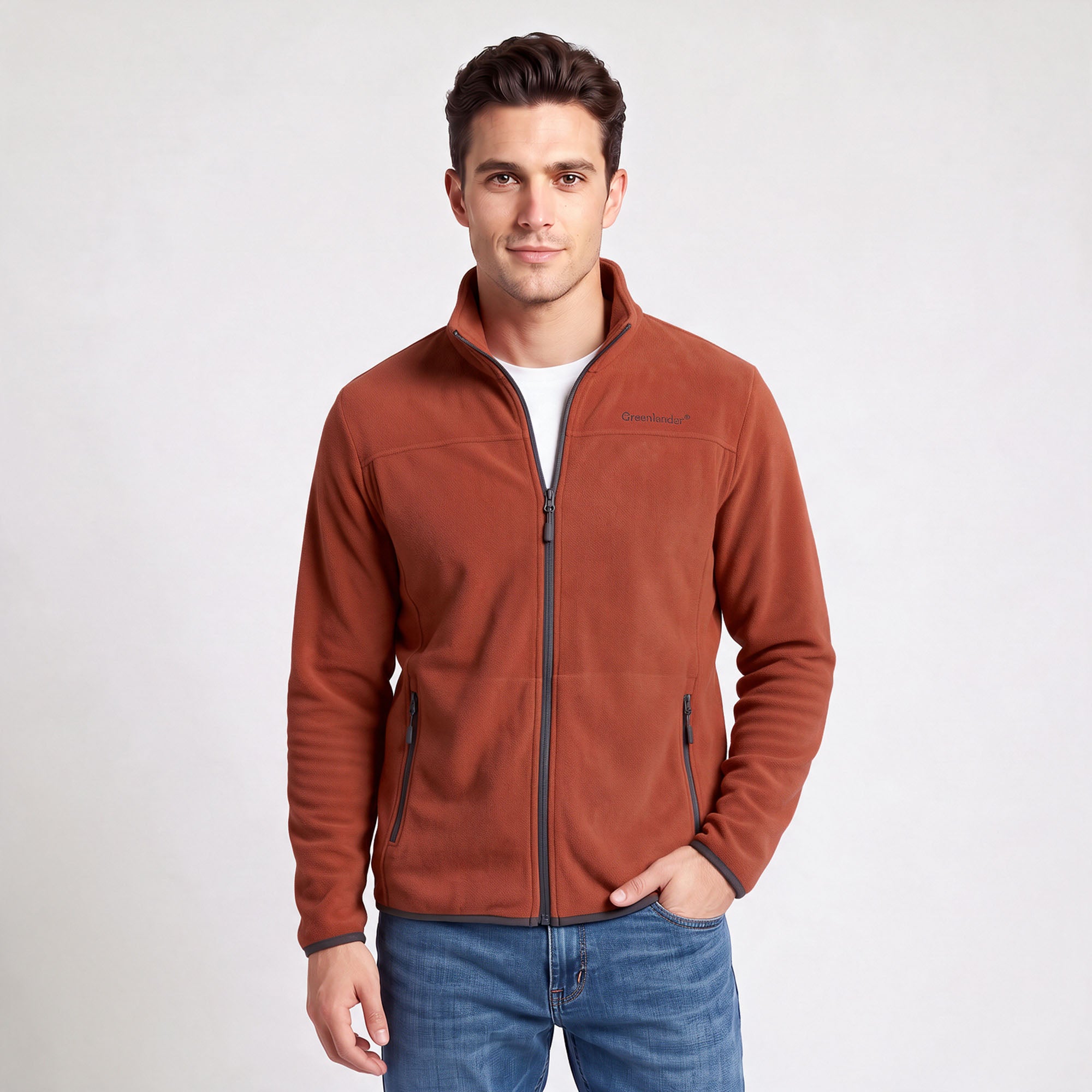 Sudadera Fleece para Hombre con Cierre Completo, Cuello Alto y Bolsillos | Greenlander