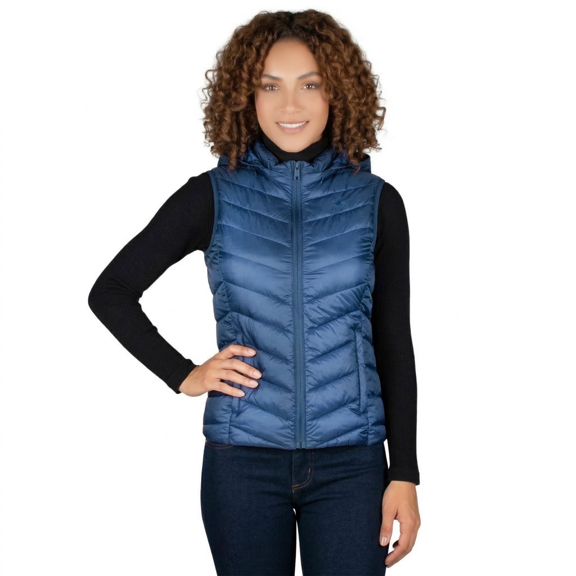 Chaleco Slim Fit Pluma Ligera con Gorro Mujer