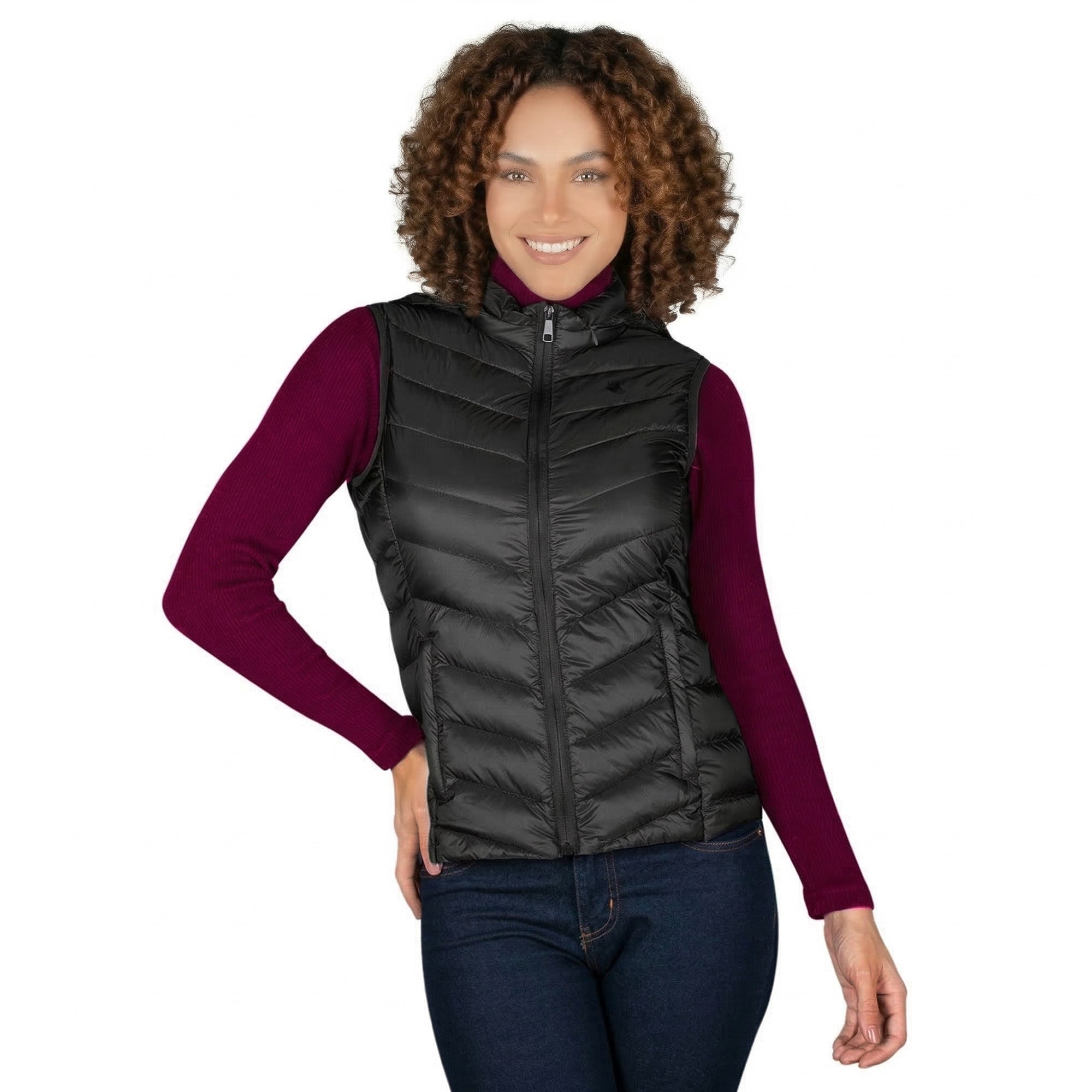 Chaleco Slim Fit Pluma Ligera con Gorro Mujer
