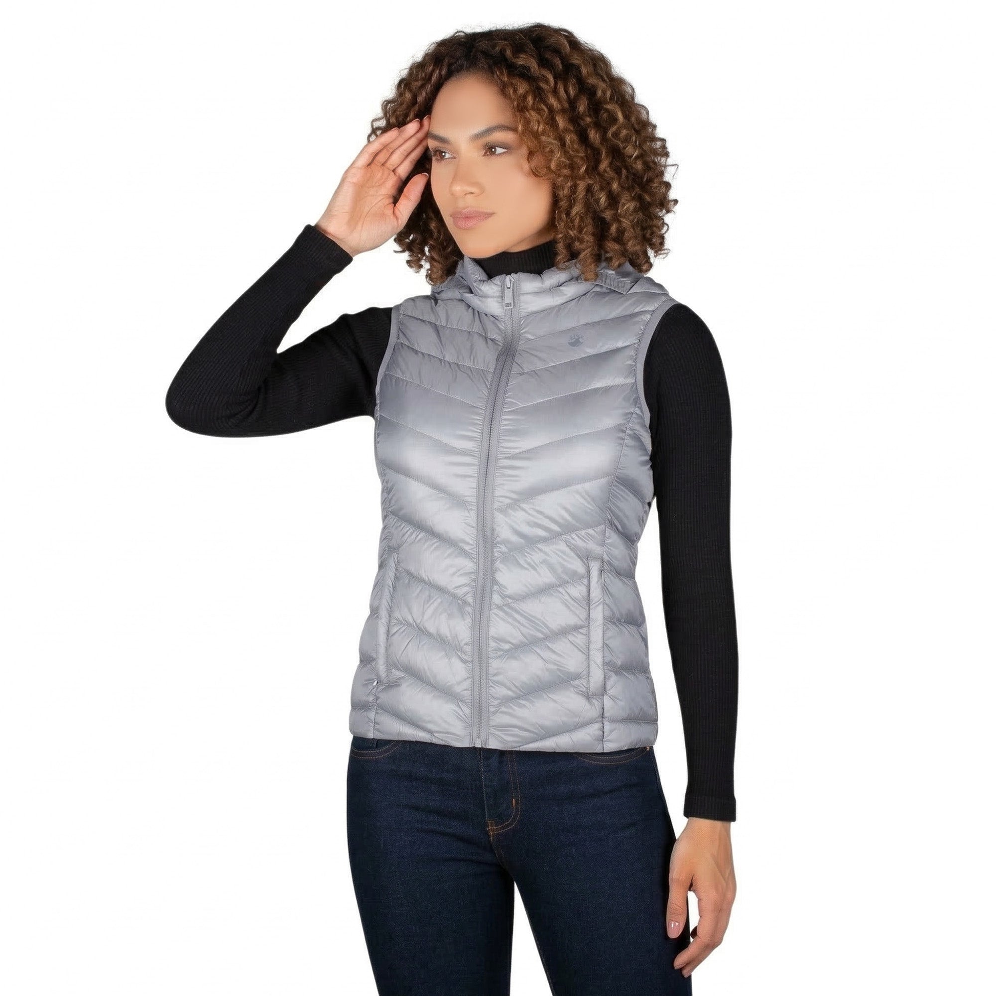 Chaleco Slim Fit Pluma Ligera con Gorro Mujer