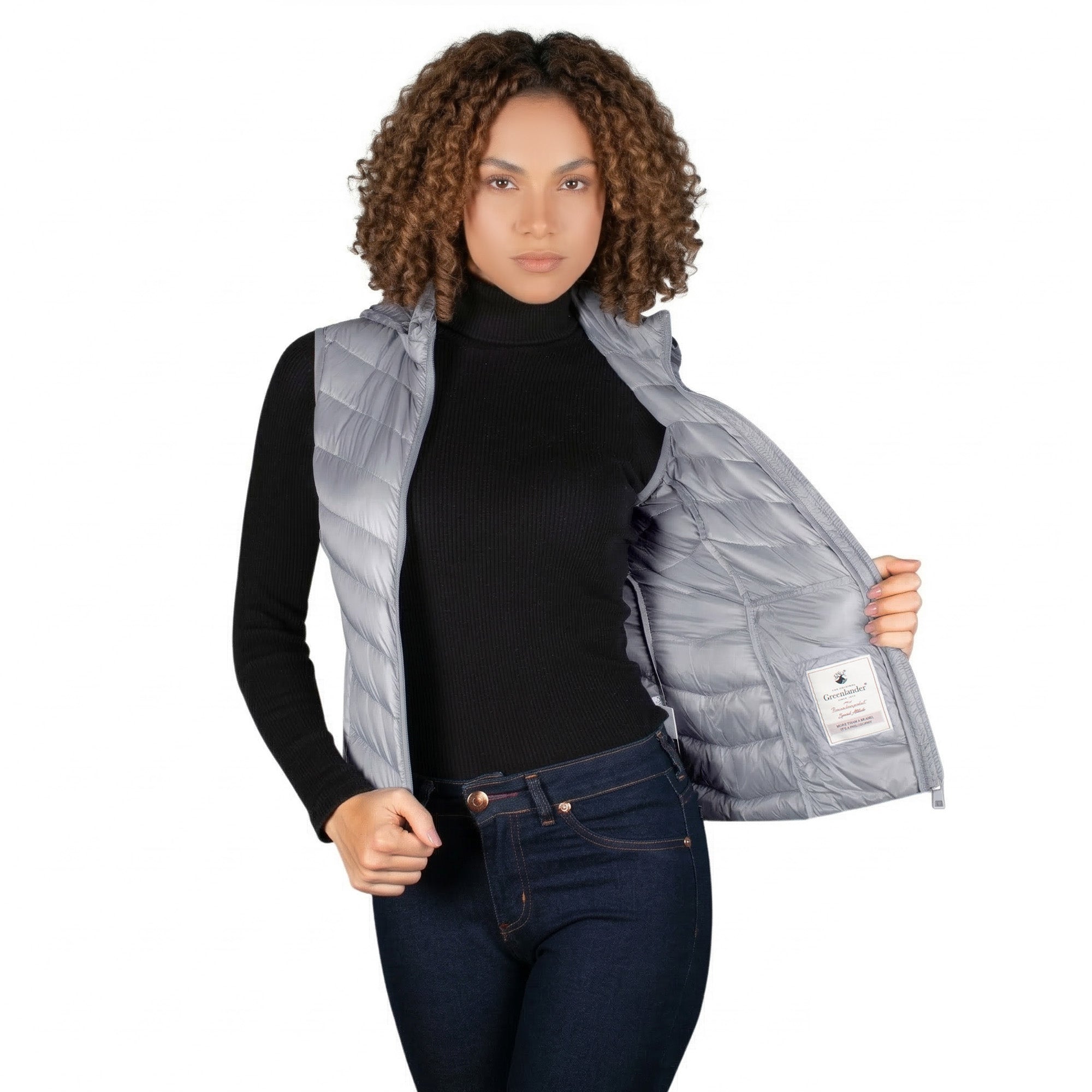 Chaleco Slim Fit Pluma Ligera con Gorro Mujer
