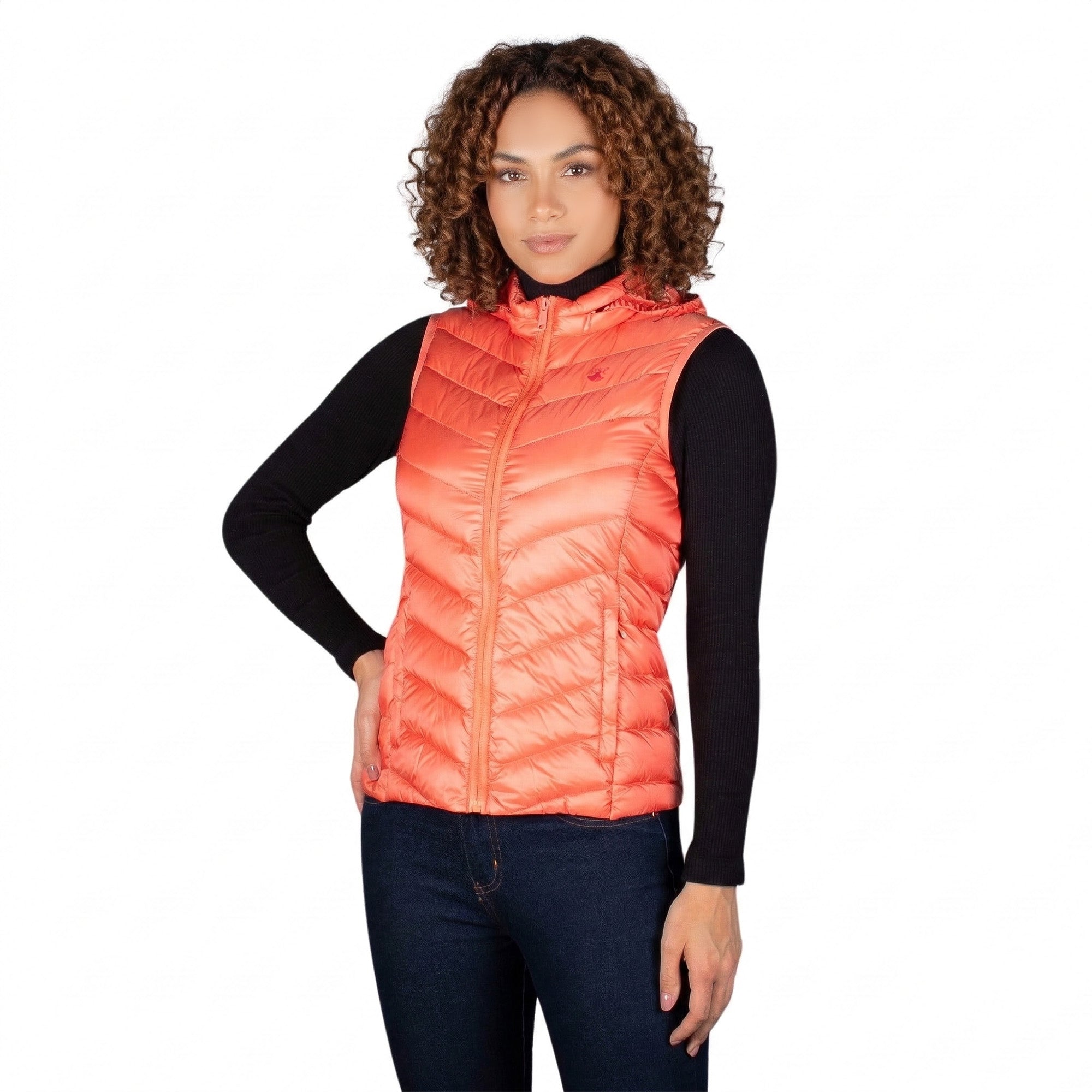 Chaleco Slim Fit Pluma Ligera con Gorro Mujer