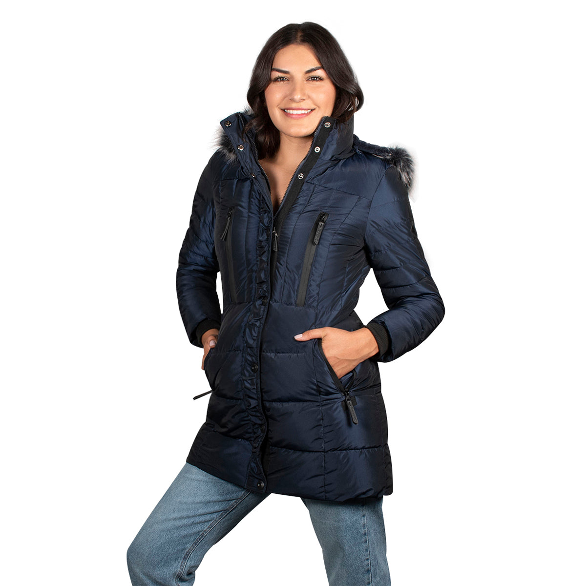 Chamarra Puffer Larga para Mujer con Gorro y Detalle de Pelo | Greenlander