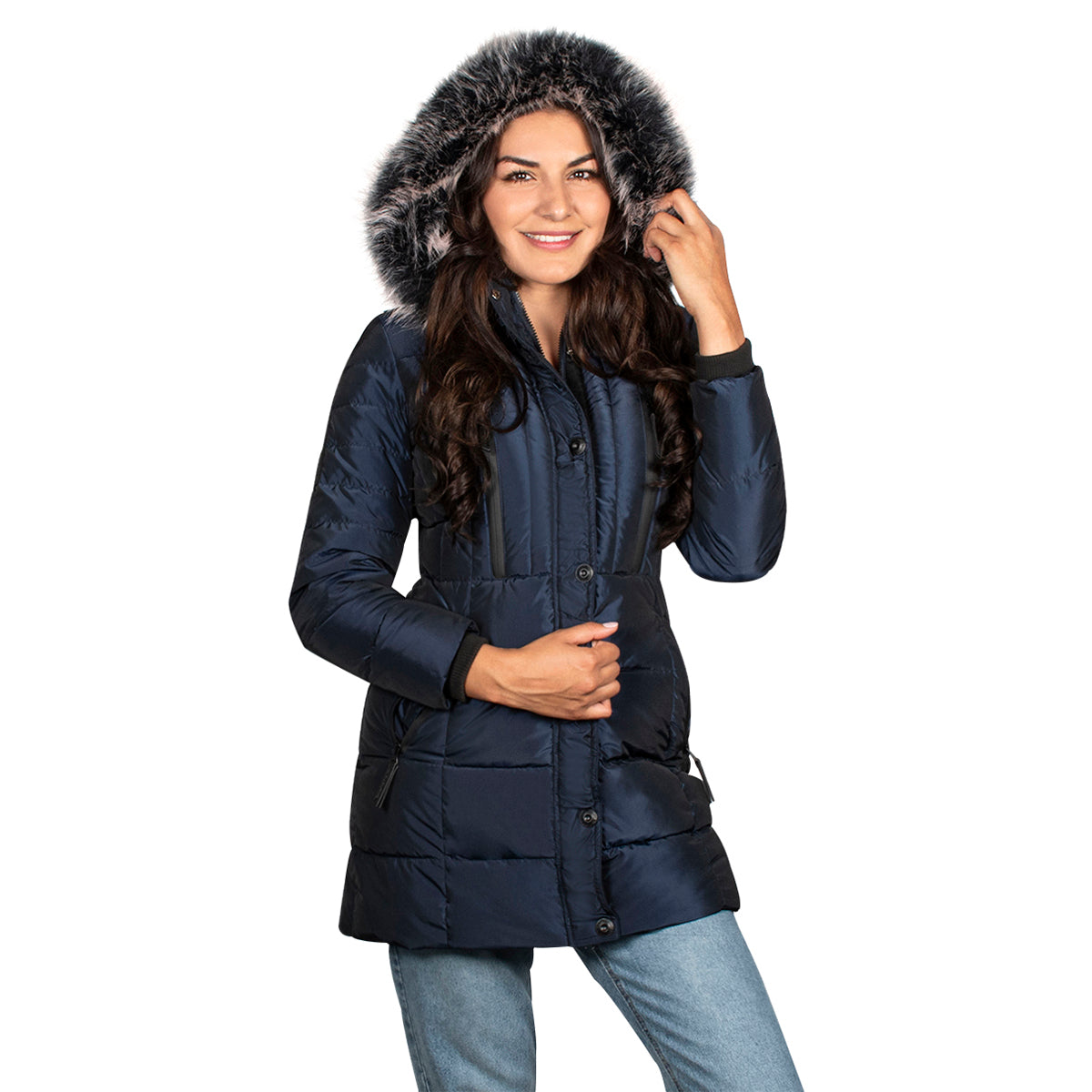 Chamarra Puffer Larga para Mujer con Gorro y Detalle de Pelo | Greenlander