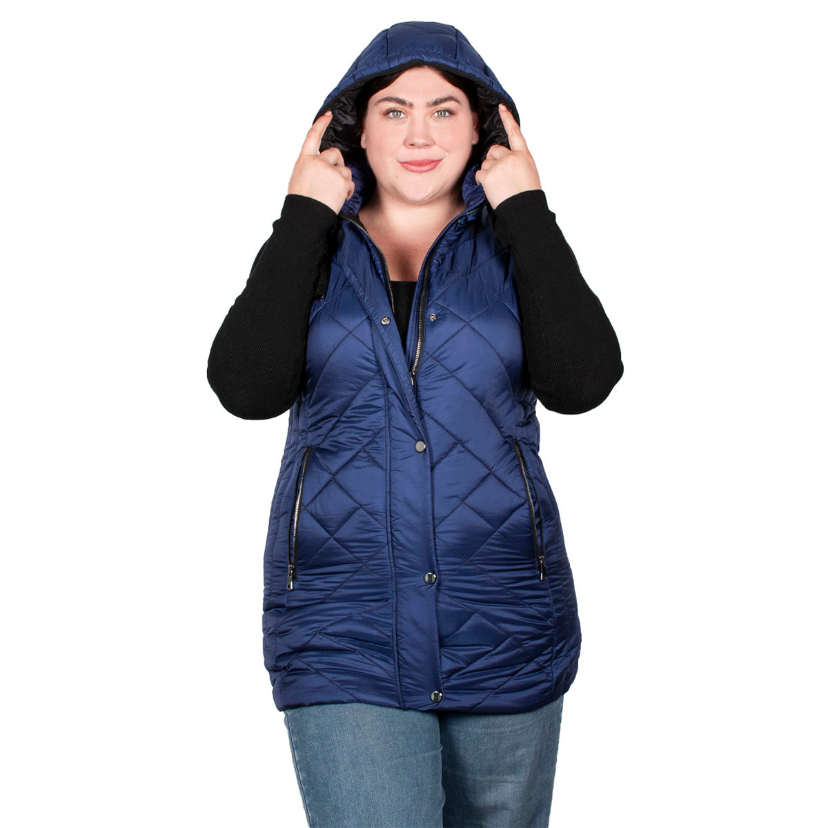 Chaleco Con Gorro Desmontable Mujer Plus Size