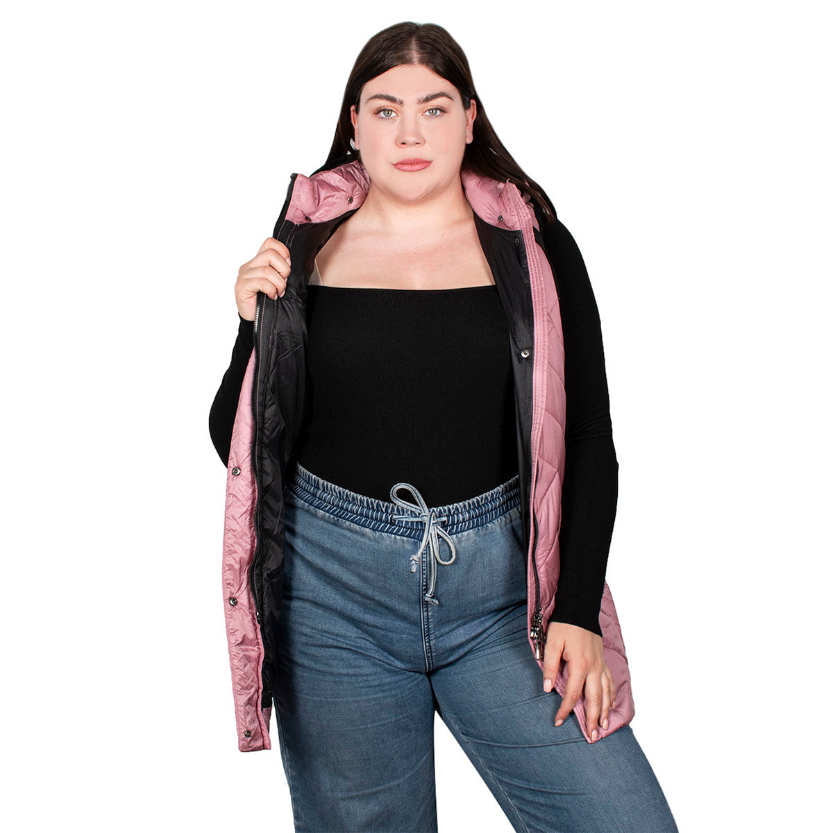 Chaleco Con Gorro Desmontable Mujer Plus Size