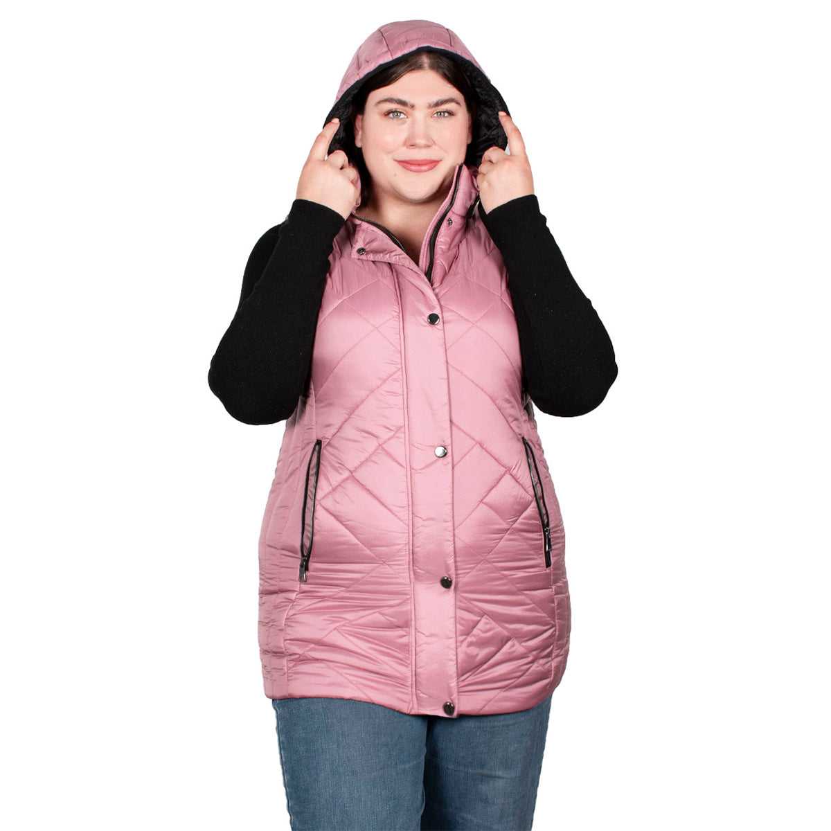 Chaleco Con Gorro Desmontable Mujer Plus Size