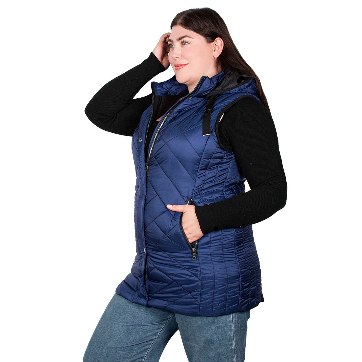 Chaleco Con Gorro Desmontable Mujer Plus Size
