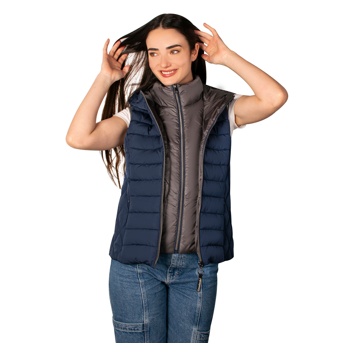 Chaleco Capitonado Con Gorro Mujer