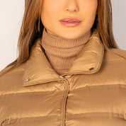 Chaleco Para Mujer Capitonado De Pluma Y Cuello Alto