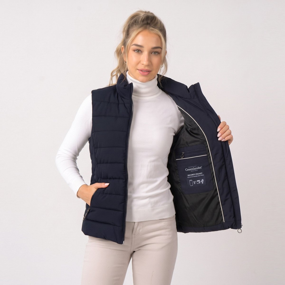 Chaleco Acolchado Capitonado para Mujer con Bolsas y Cuello Alto | Greenlander - Greenlander