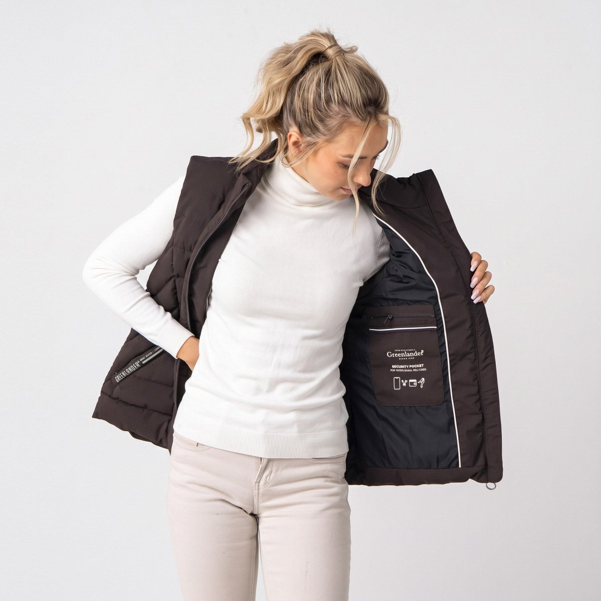 Chaleco Acolchado Capitonado para Mujer con Bolsas y Cuello Alto | Greenlander - Greenlander