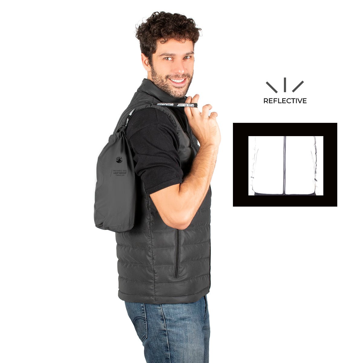 Chaleco Acolchado para Hombre con Cierre, Bolsillos y Detalles Reflectantes | Greenlander - Greenlander