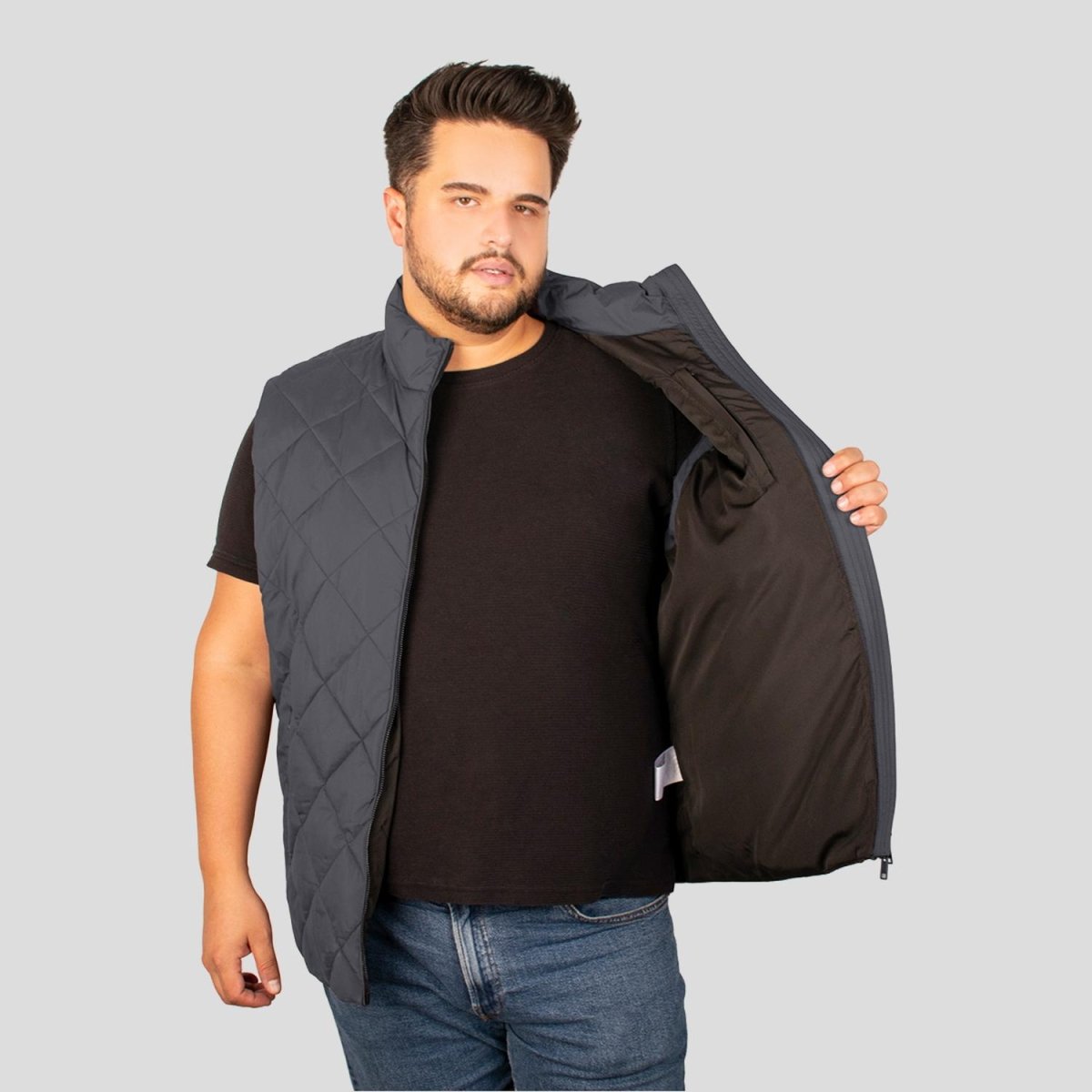 Chaleco Capitonado plus size para hombre con bolsas a los costados Greenlander - Greenlander