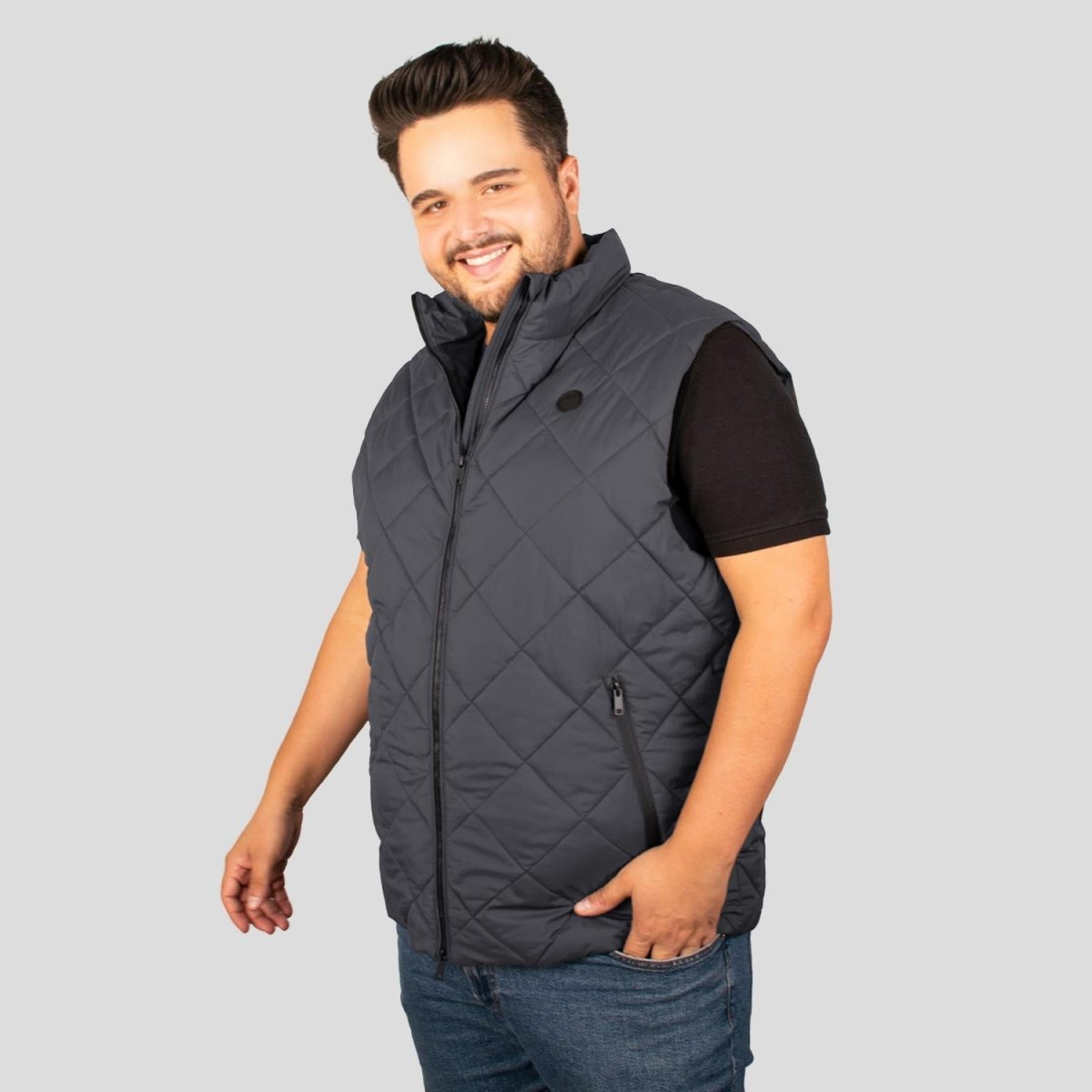 Chaleco Capitonado plus size para hombre con bolsas a los costados Greenlander - Greenlander