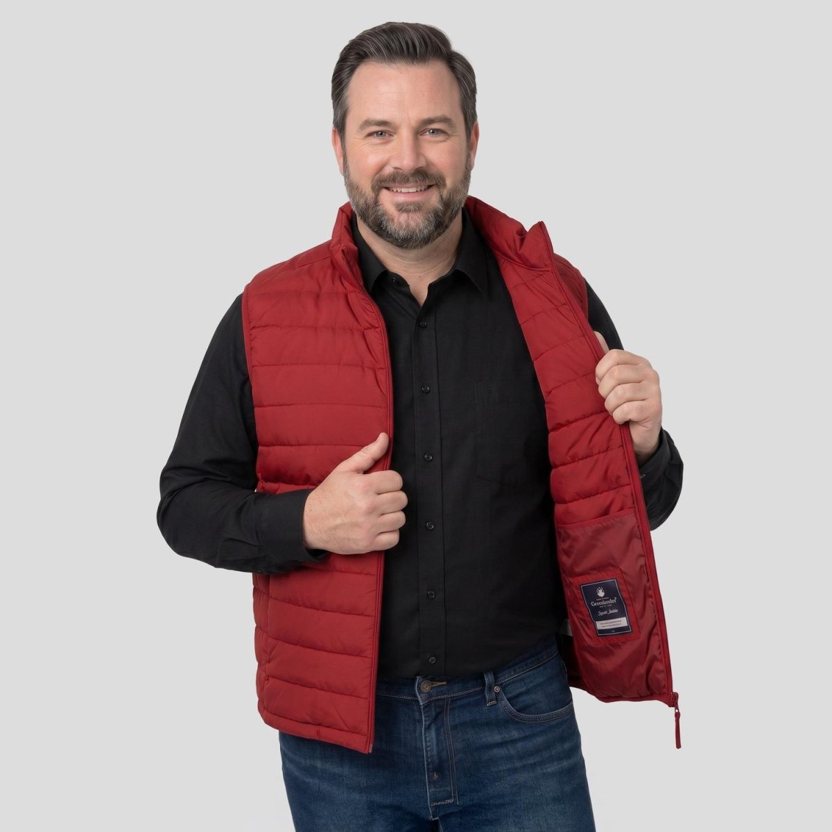 Chaleco capitonado plus size para hombre con bolsas ocultas a los costados Greenlander - Greenlander